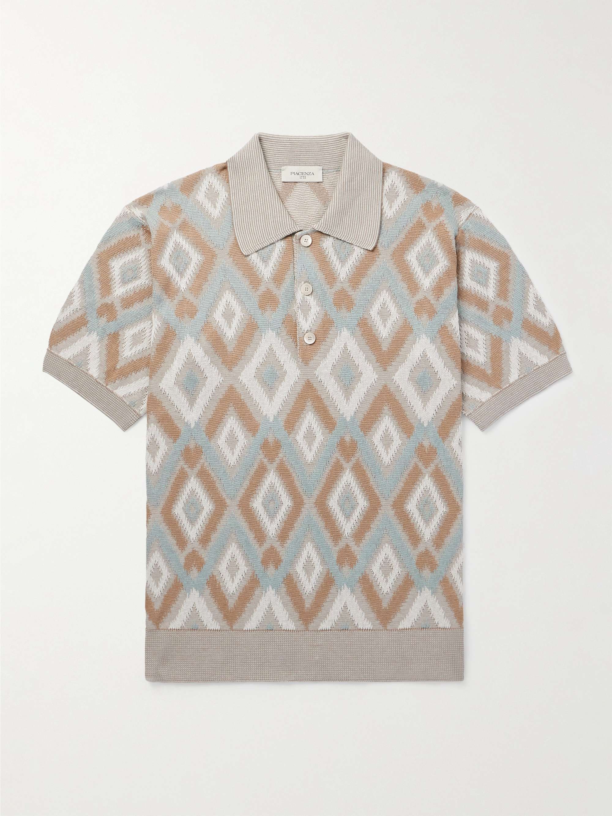 Slim-Fit Silk and Cotton-Blend Polo Shirt view