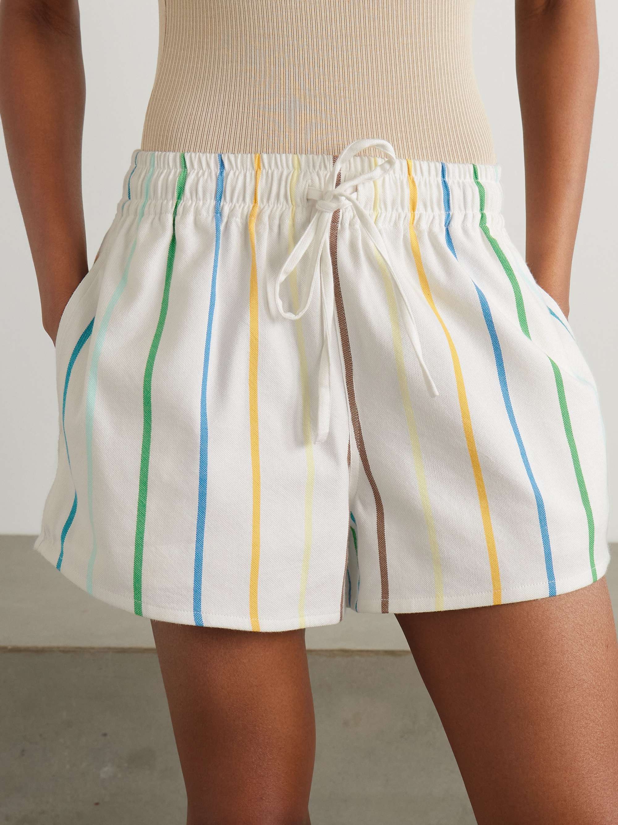 Striped cotton-blend shorts view
