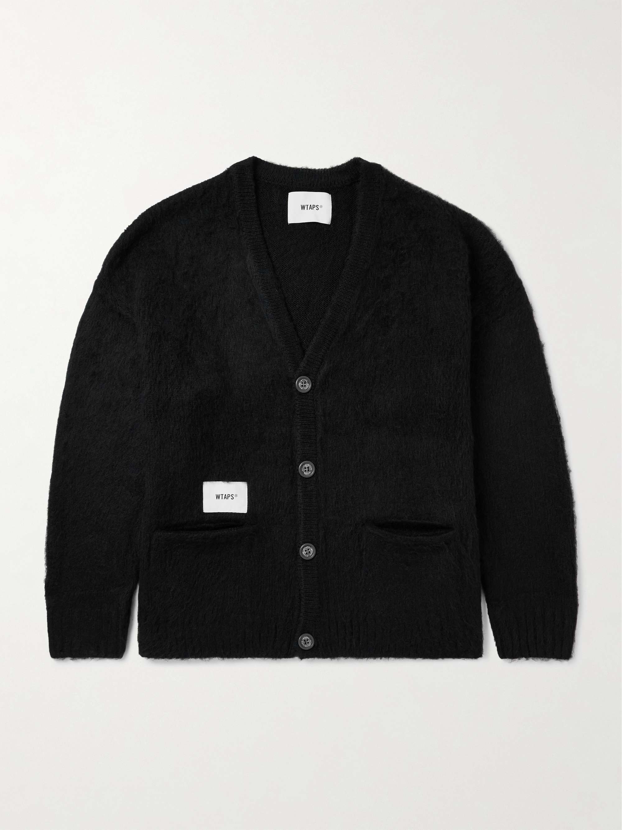 Logo-Appliquéd Brushed-Knit Cardigan view