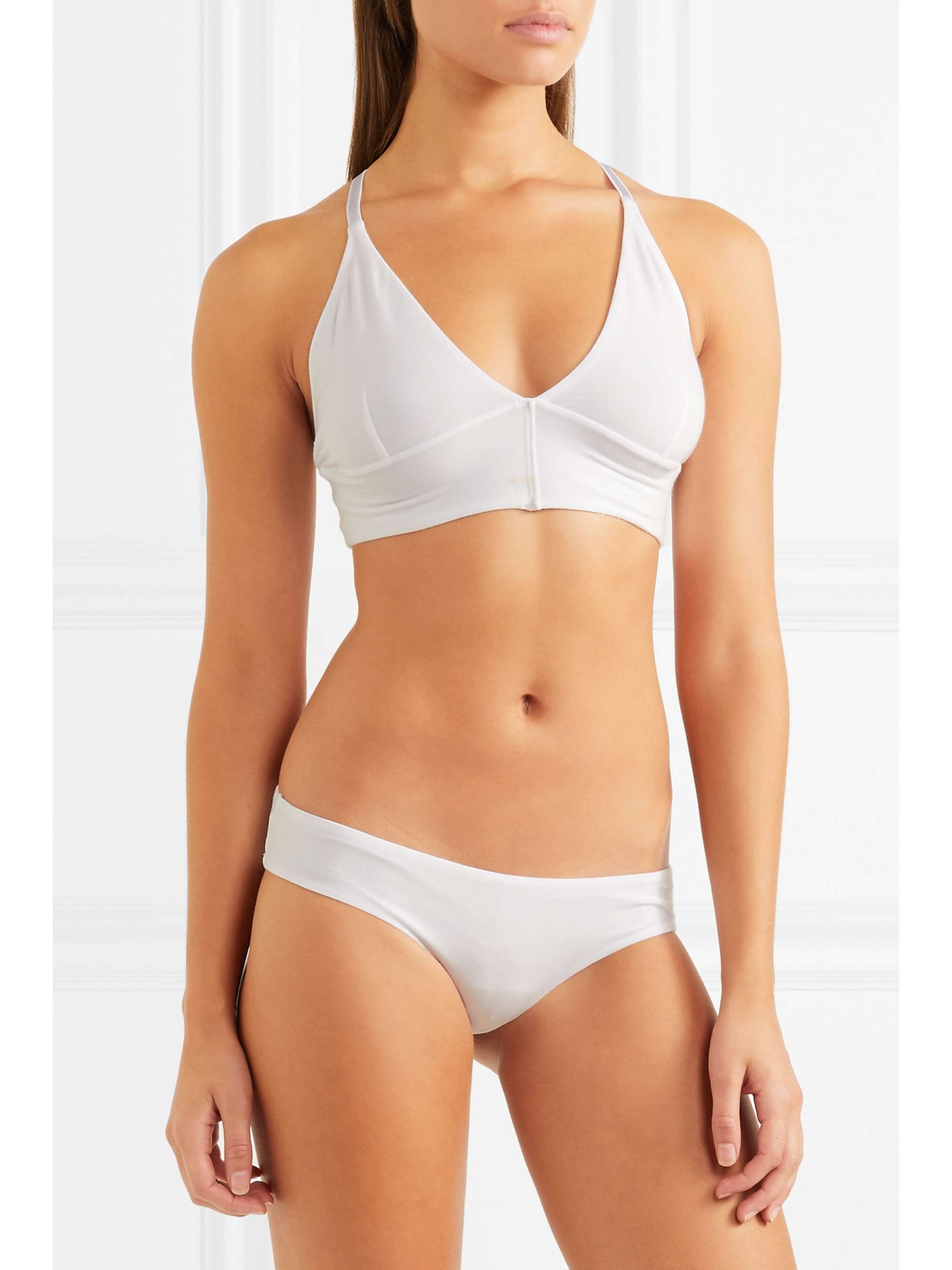 + NET SUSTAIN Helen set of two organic Pima cotton-blend jersey soft-cup triangle bras view