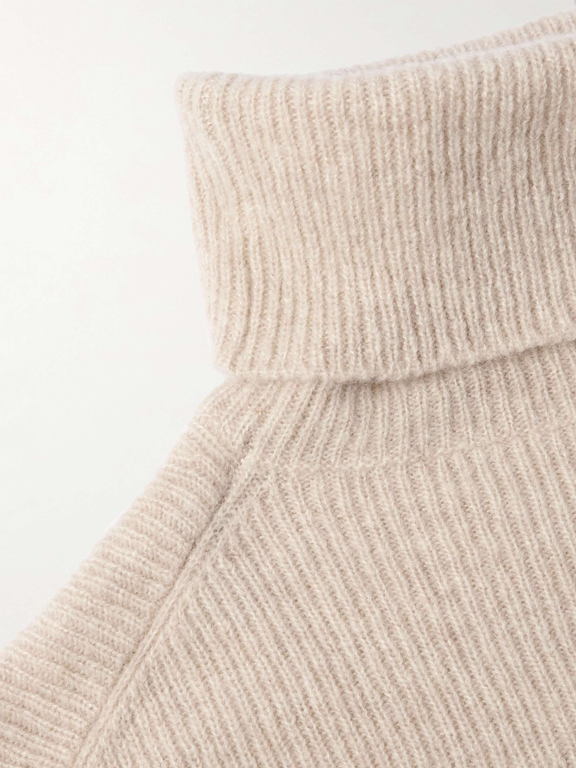 Ribbed Brushed Cashmere and Silk-Blend Rollneck Sweater view