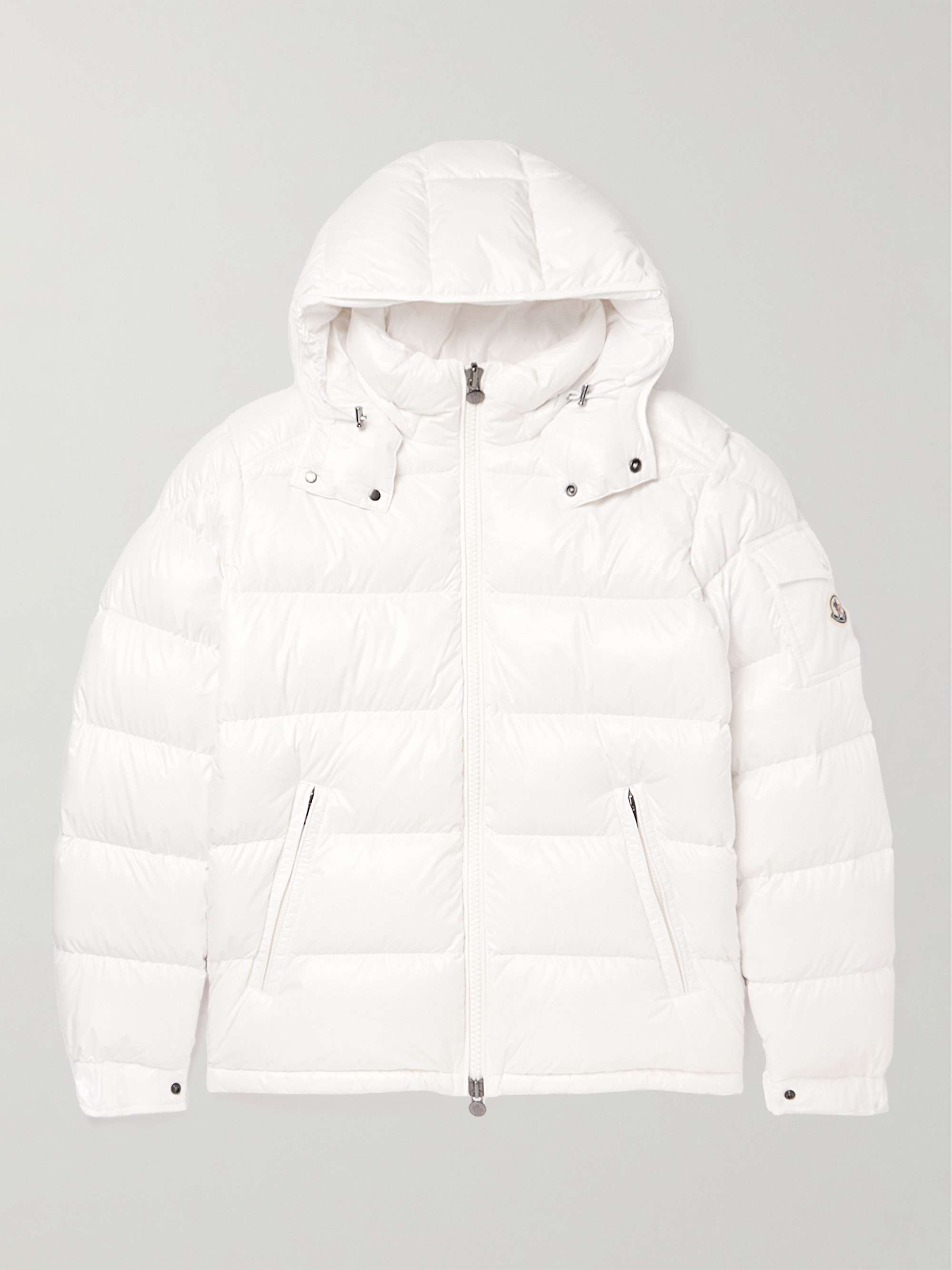 Maya Logo-Appliquéd Quilted Glossed-Shell Hooded Down Jacket view