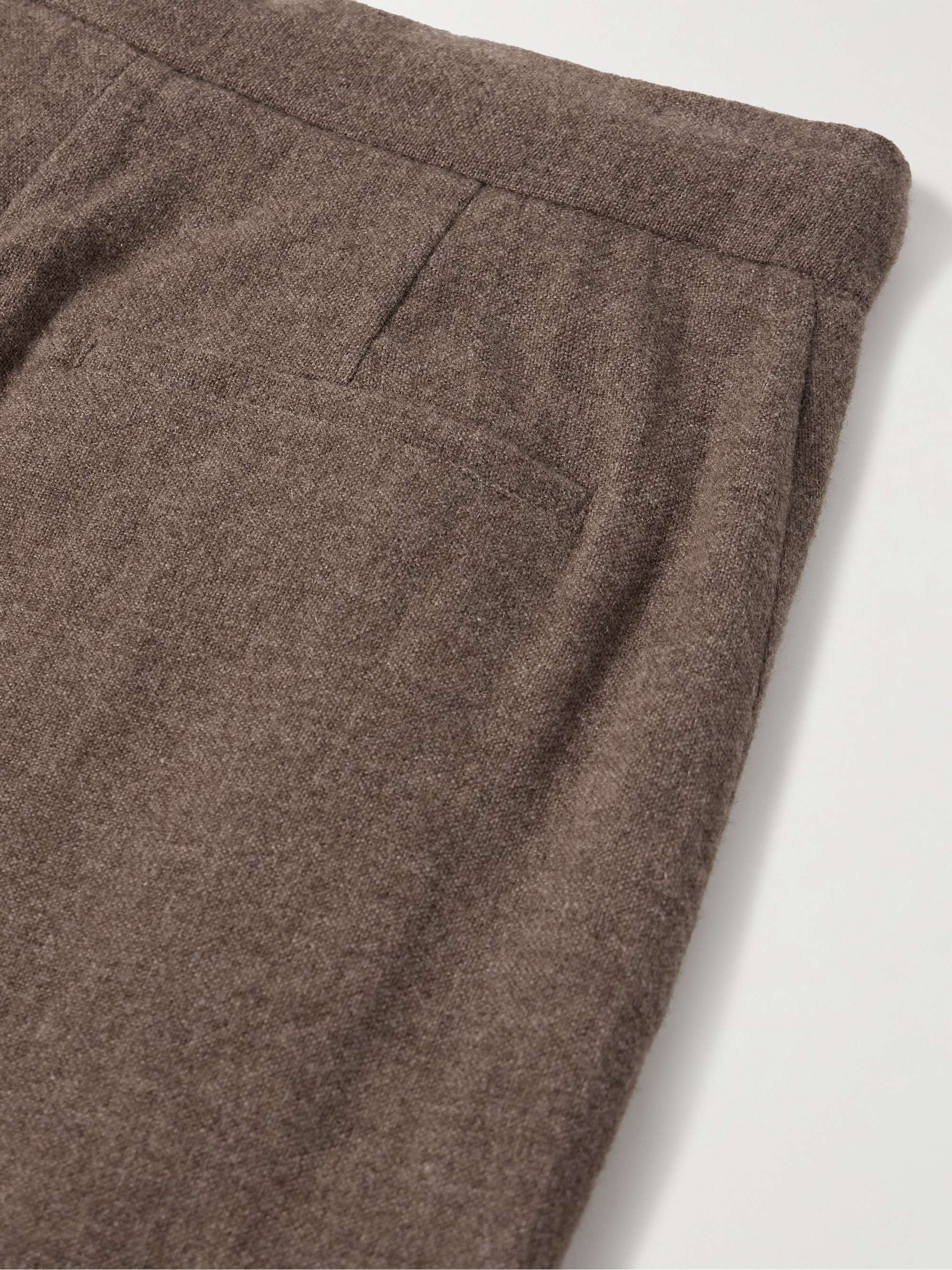 Slim-Fit Tapered Brushed-Wool Drawstring Trousers view