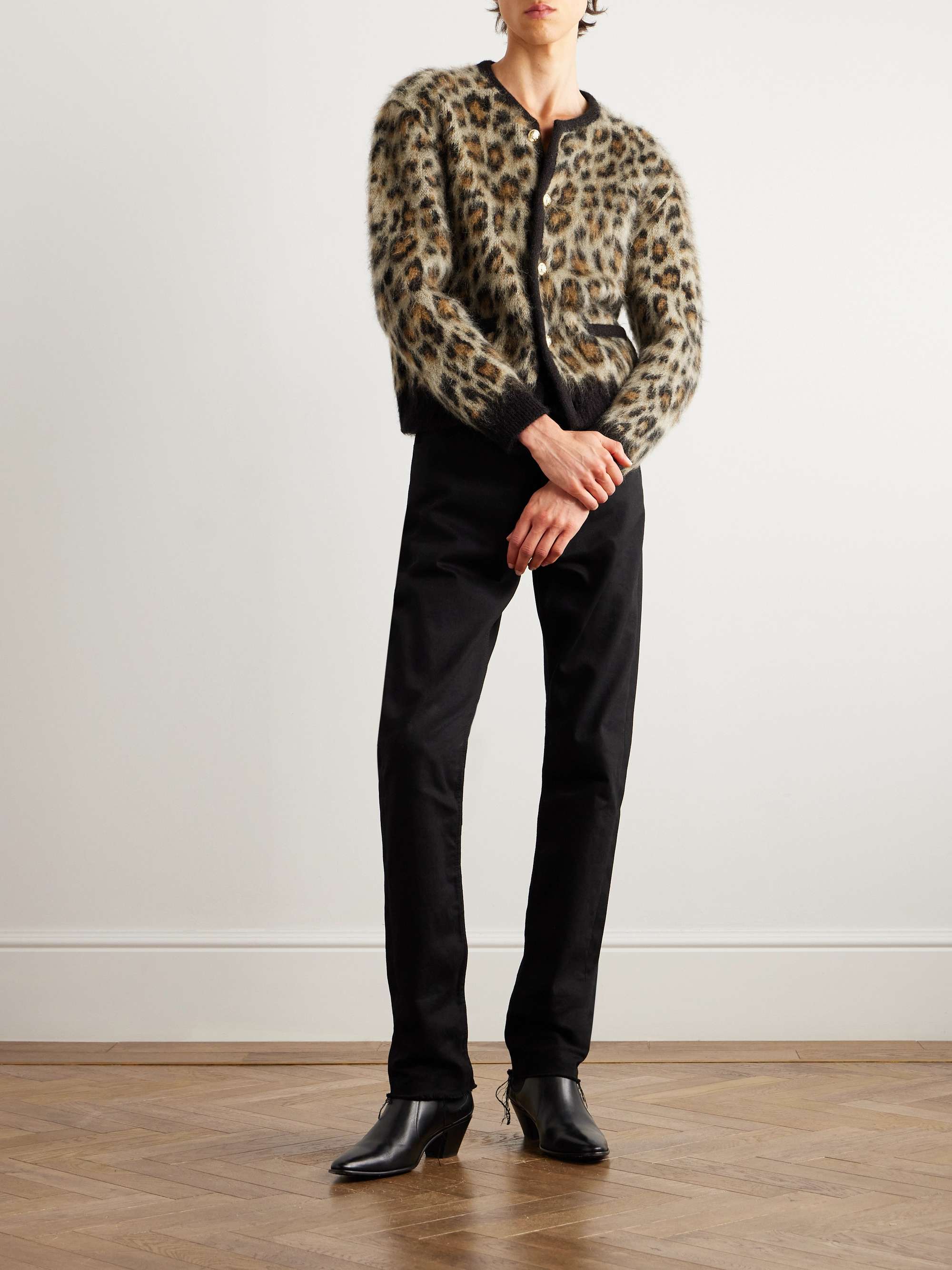 Cropped Leopard-Print Mohair-Blend Cardigan view