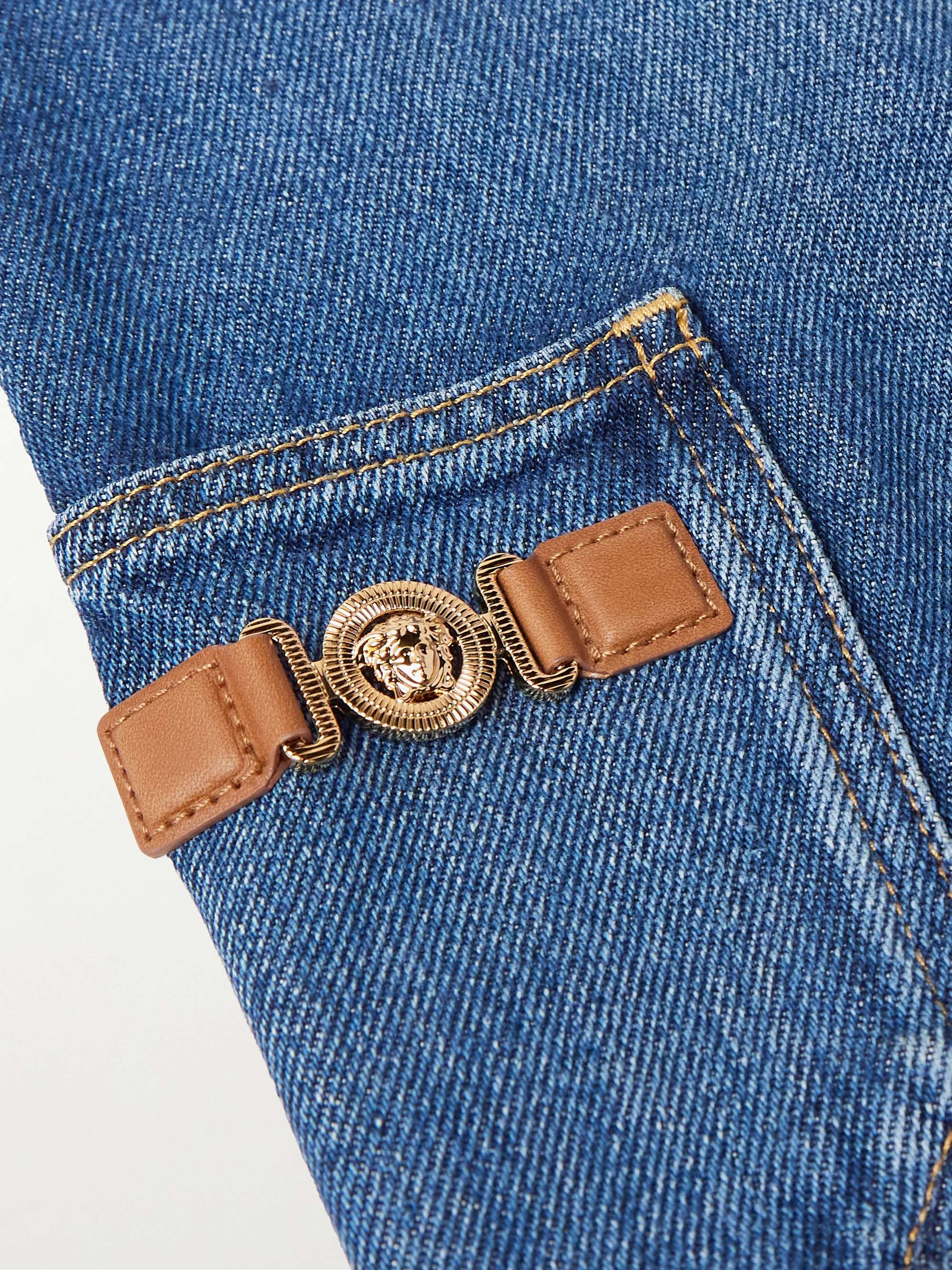 Straight-Leg Horsebit-Embellished Denim Shorts view