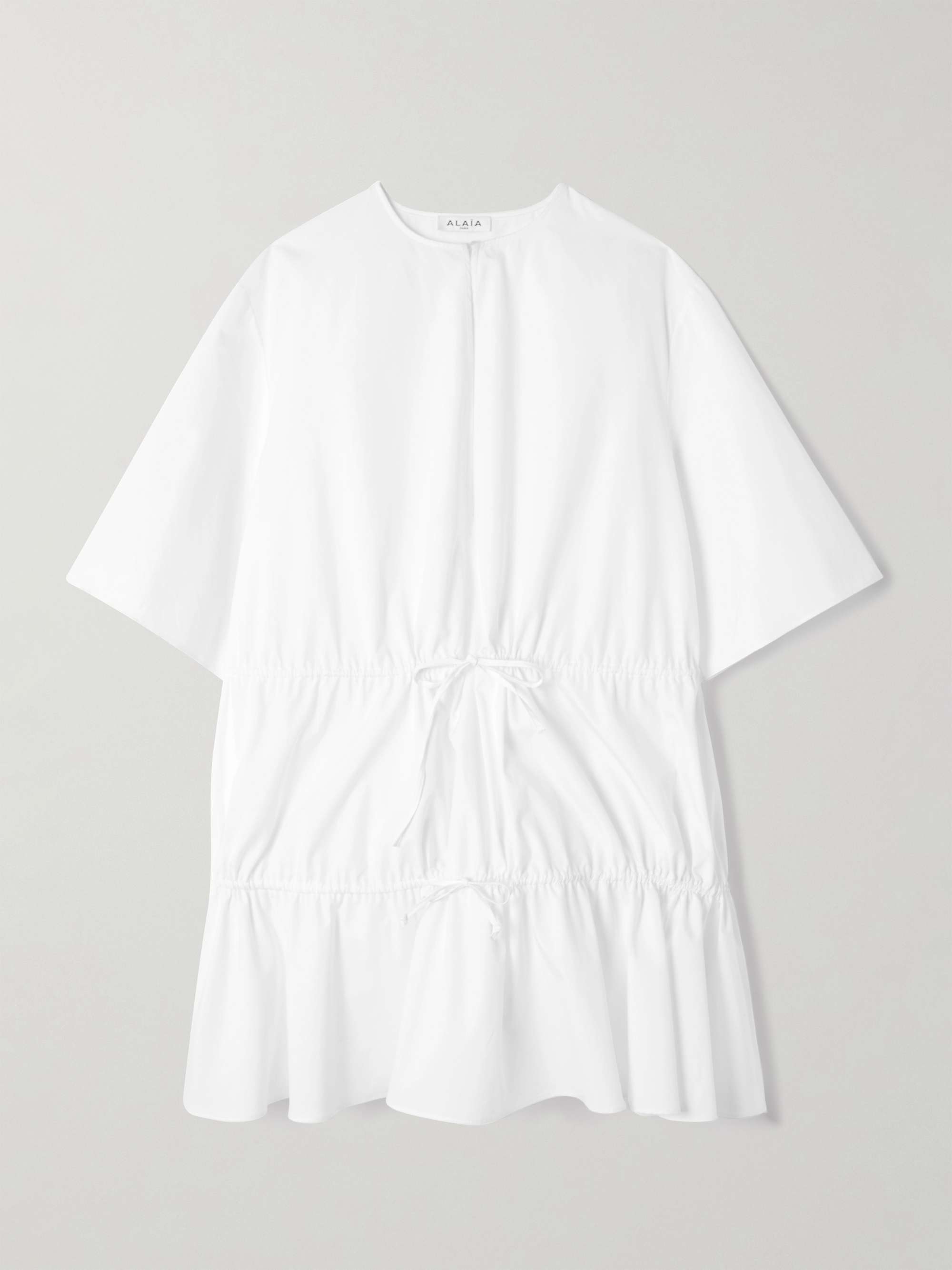 Gathered cotton-poplin mini dress view