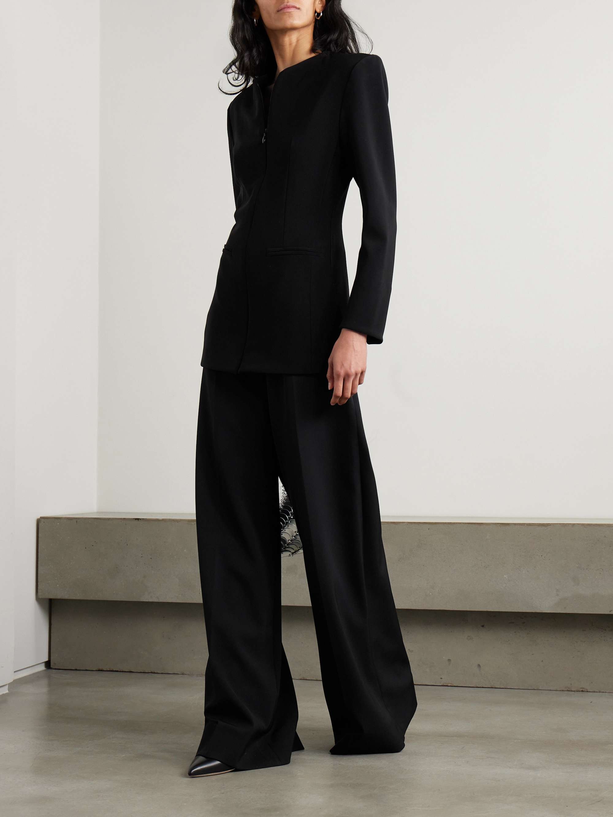 Paneled ponte jacket view