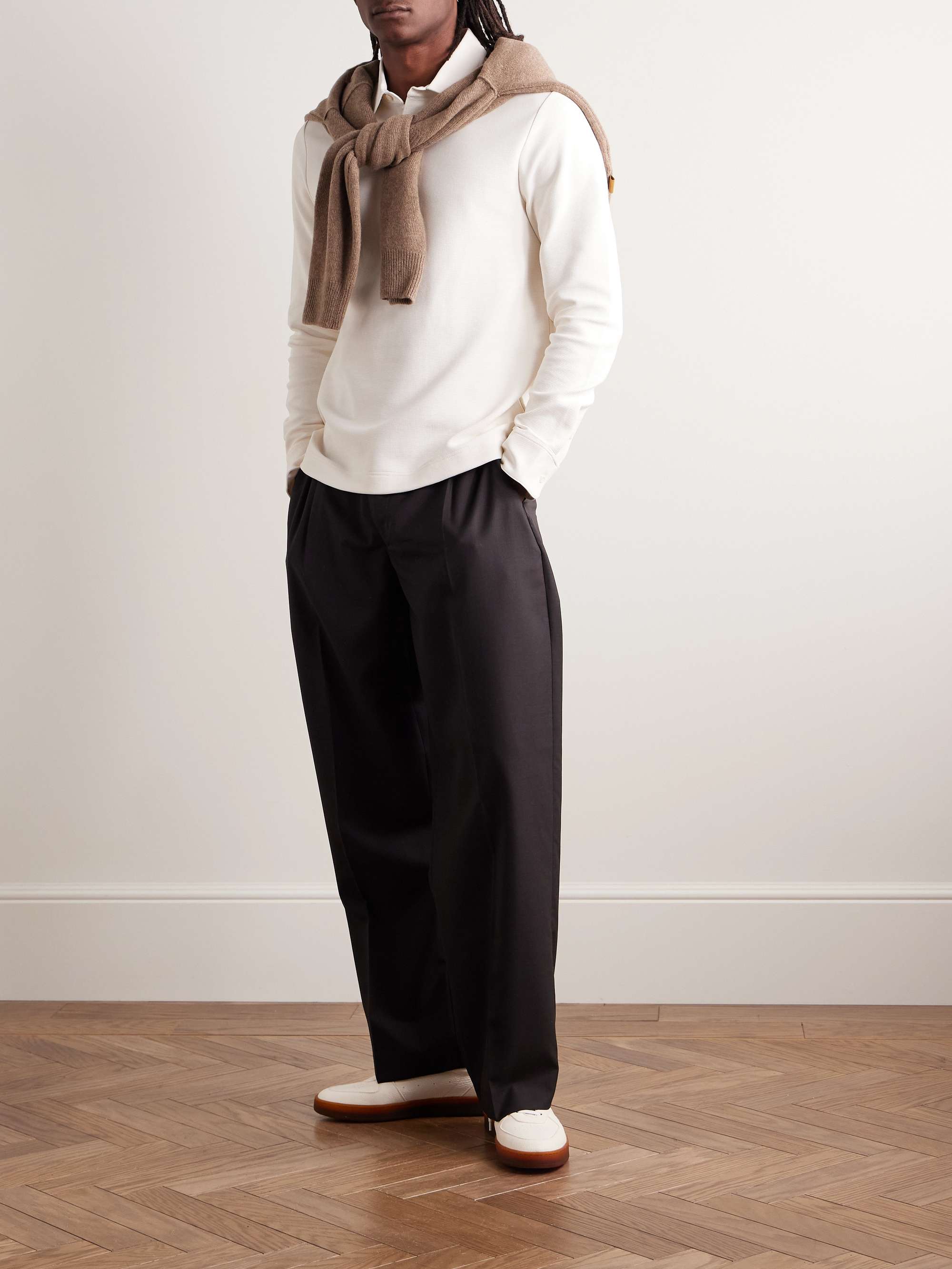 Waffle-Knit Cotton-Blend Polo Shirt view