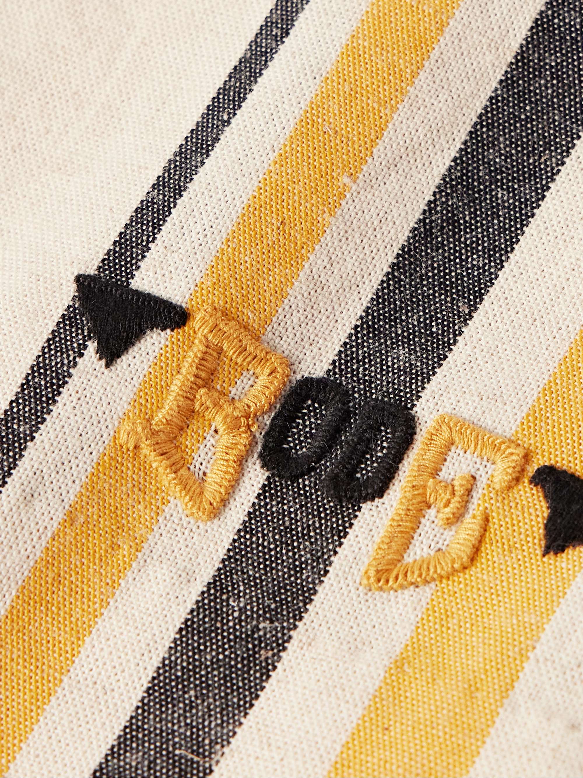 Namesake Wide-Leg Logo-Embroidered Striped Cotton Shorts view