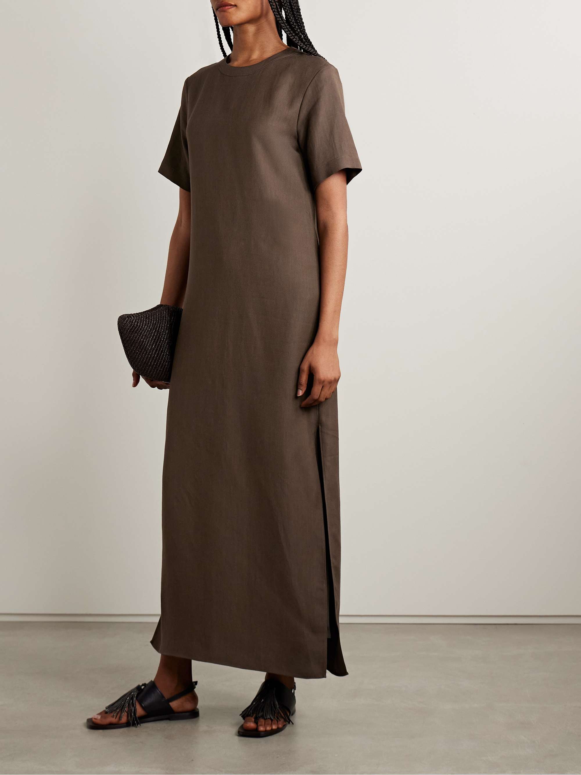 Bead-embellised twill midi dress view