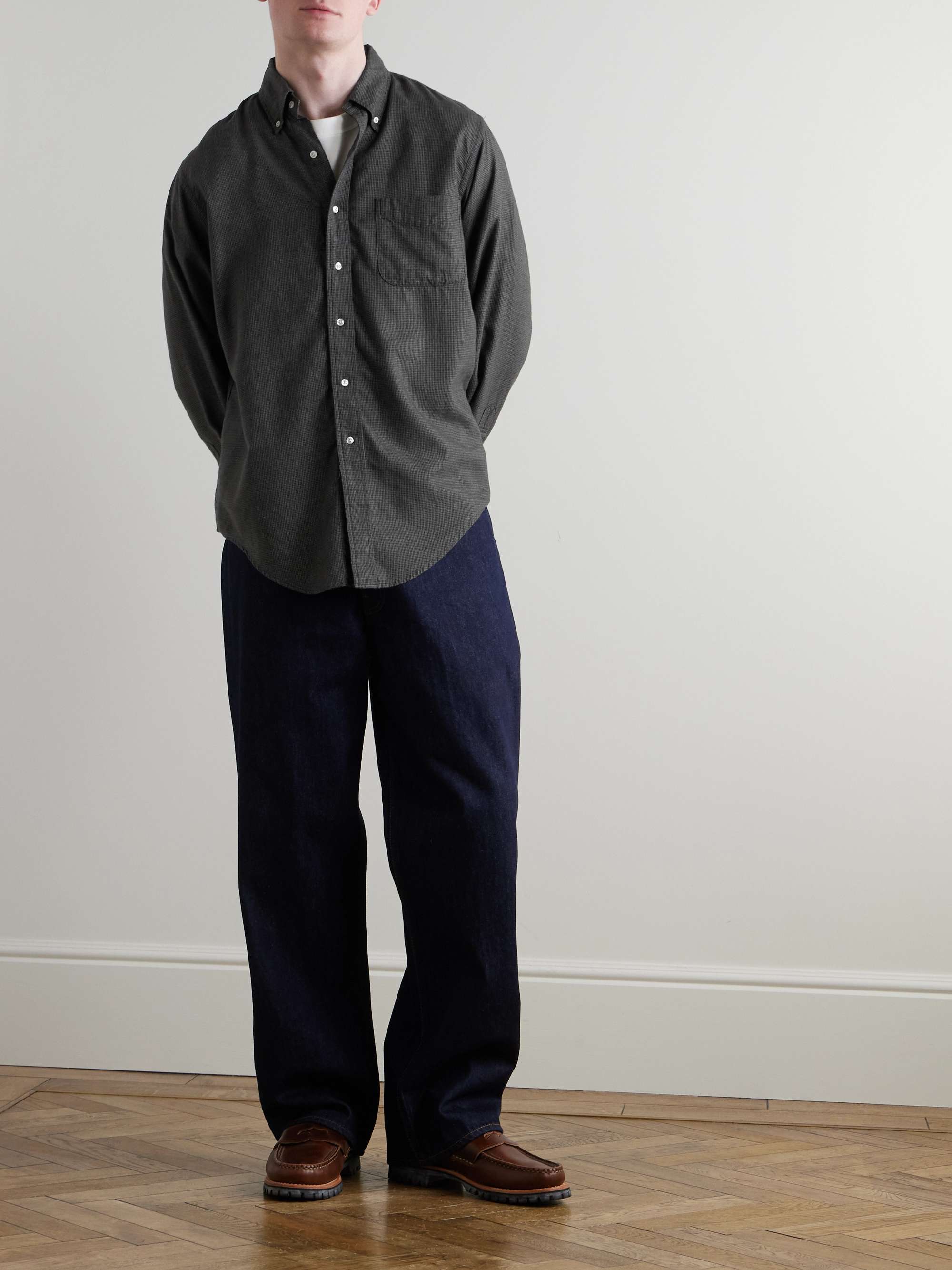 Button-Down Collar Cotton and Lyocell-Blend Flannel Shirt view