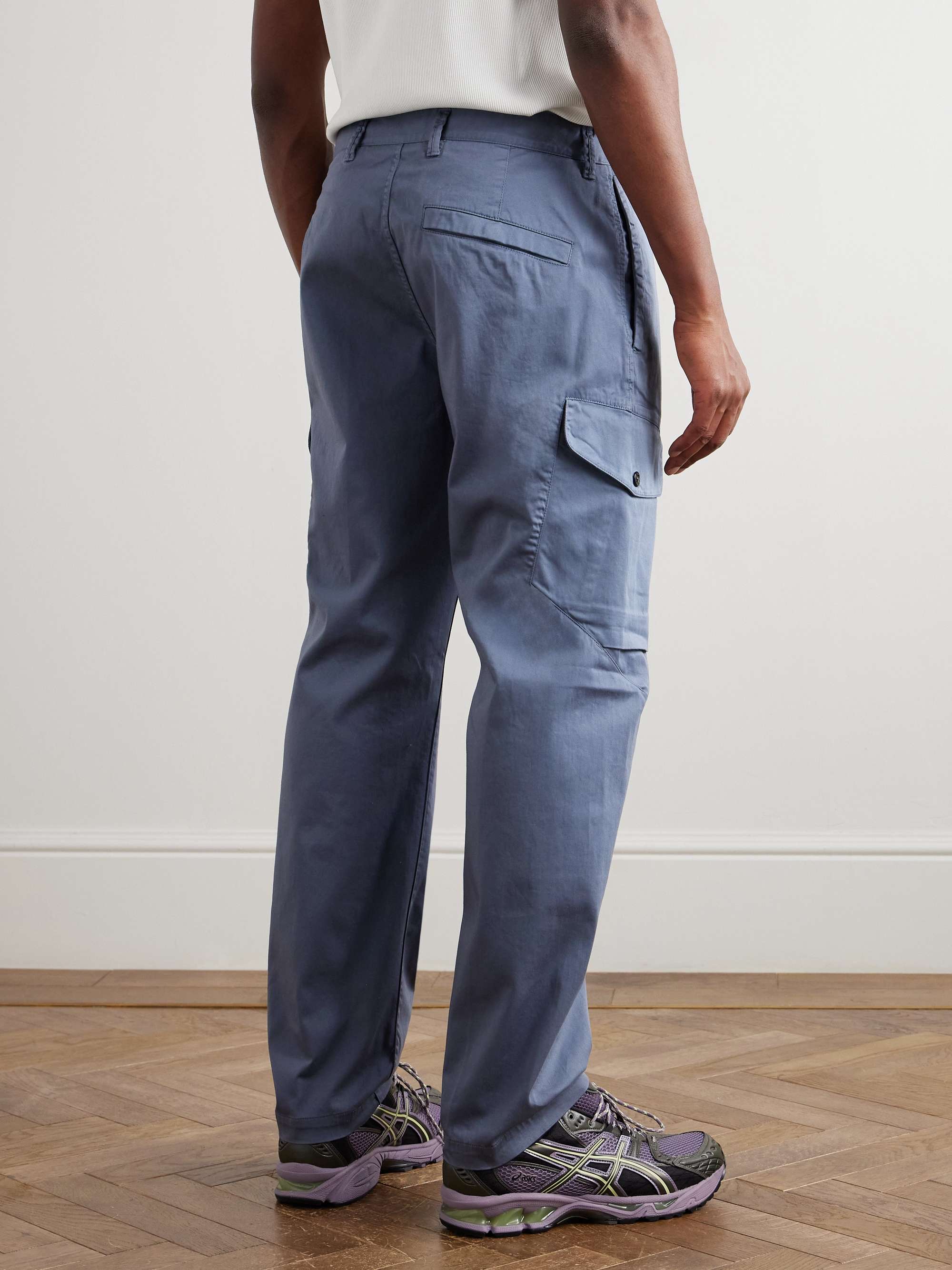 Straight-Leg Stretch Organic Cotton Satin-Twill Trousers view