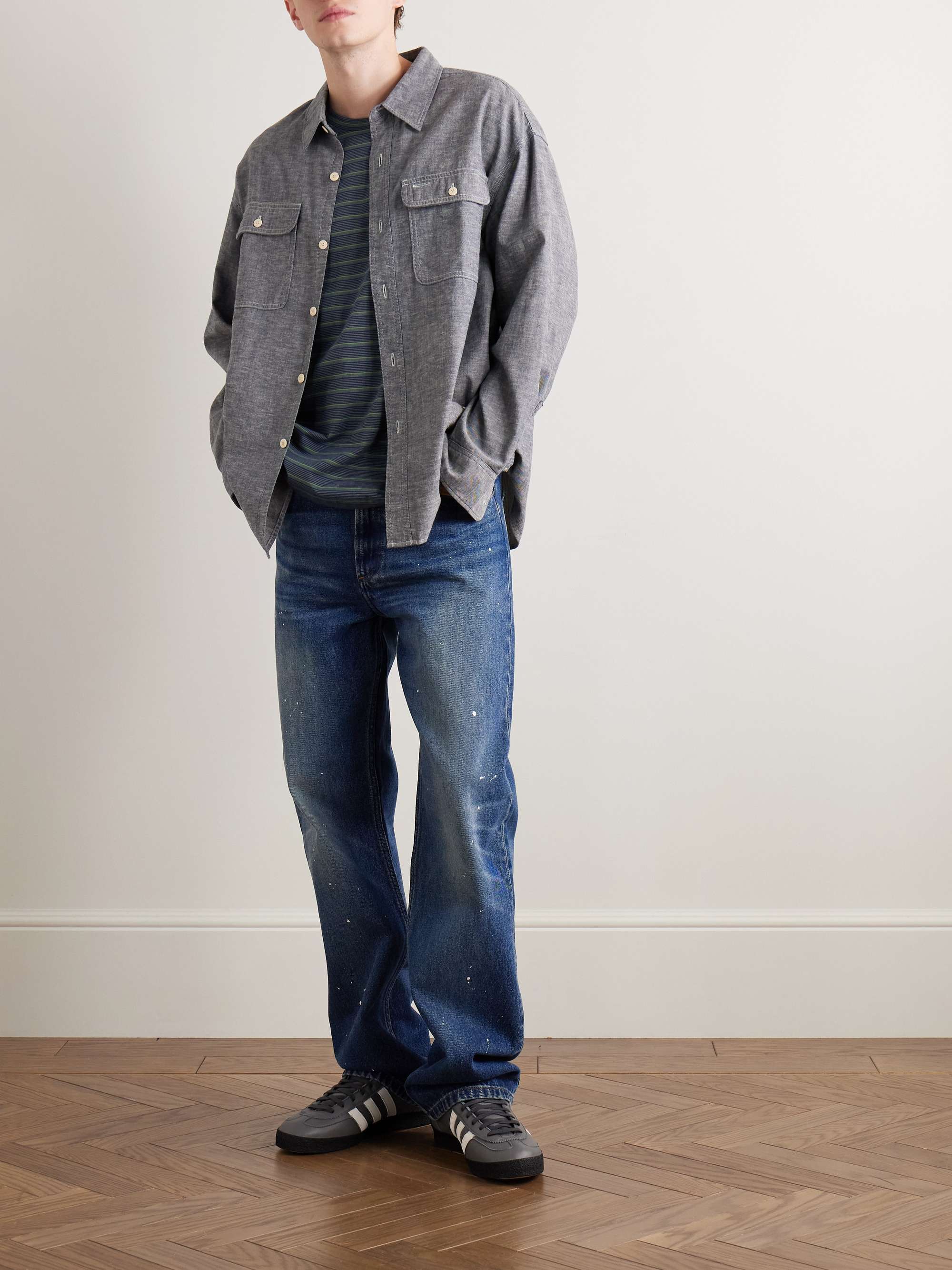 Straight-Leg Paint-Splattered Jeans view
