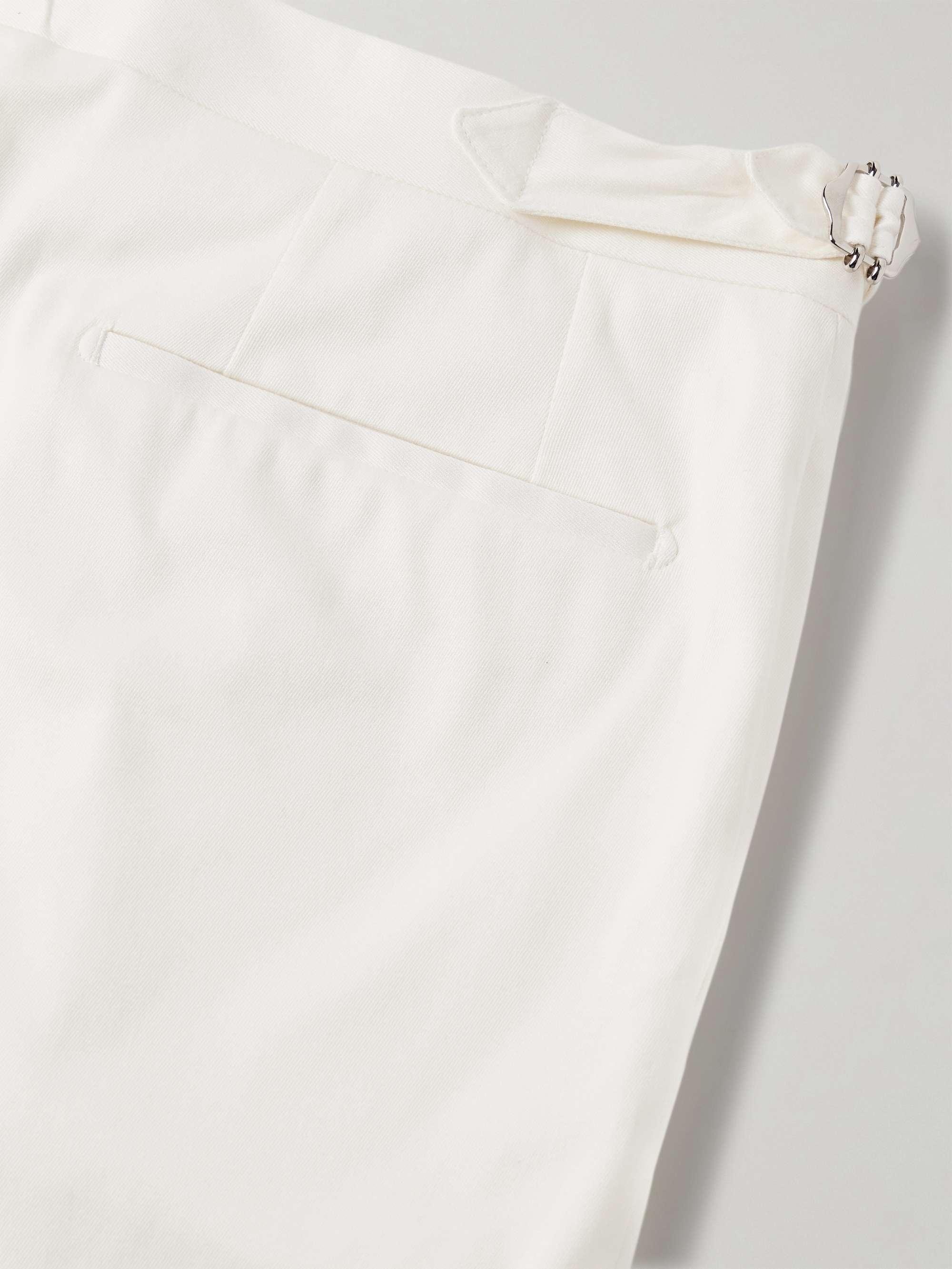 Slim-Fit Straight-Leg Pleated Cotton-Blend Shorts view