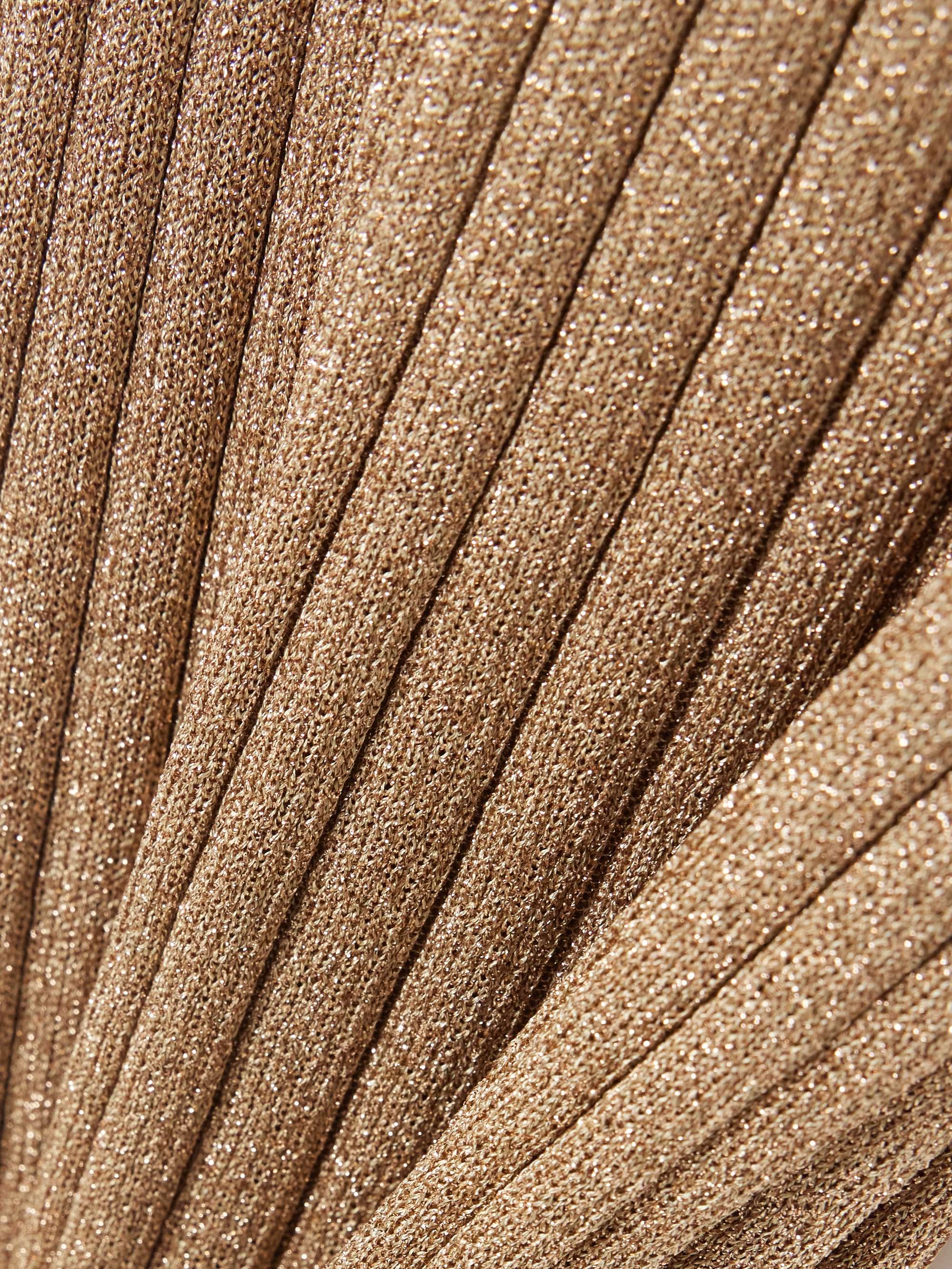Metallic ribbed-knit midi dress view