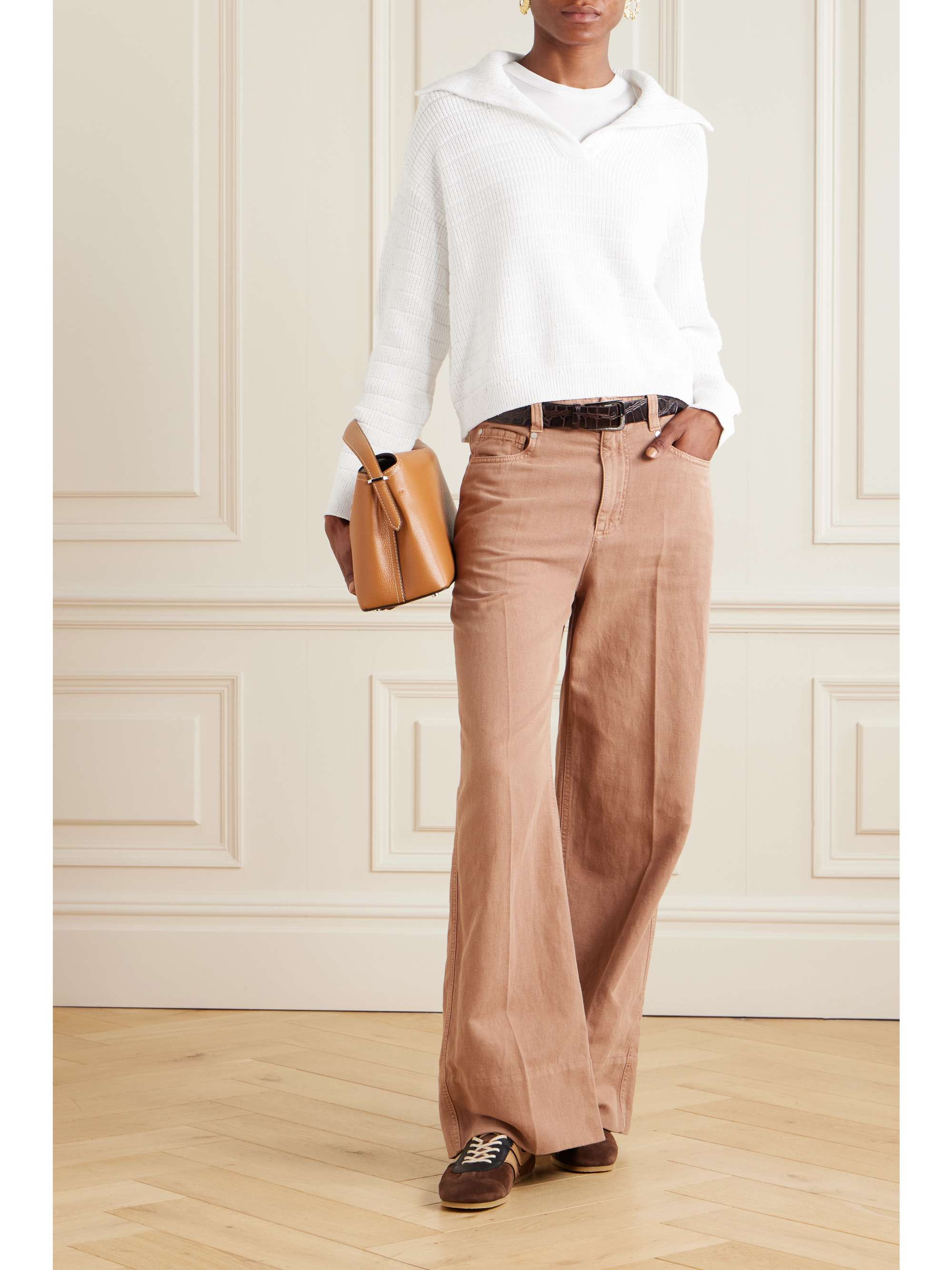 Sequined cotton-blend polo sweater view