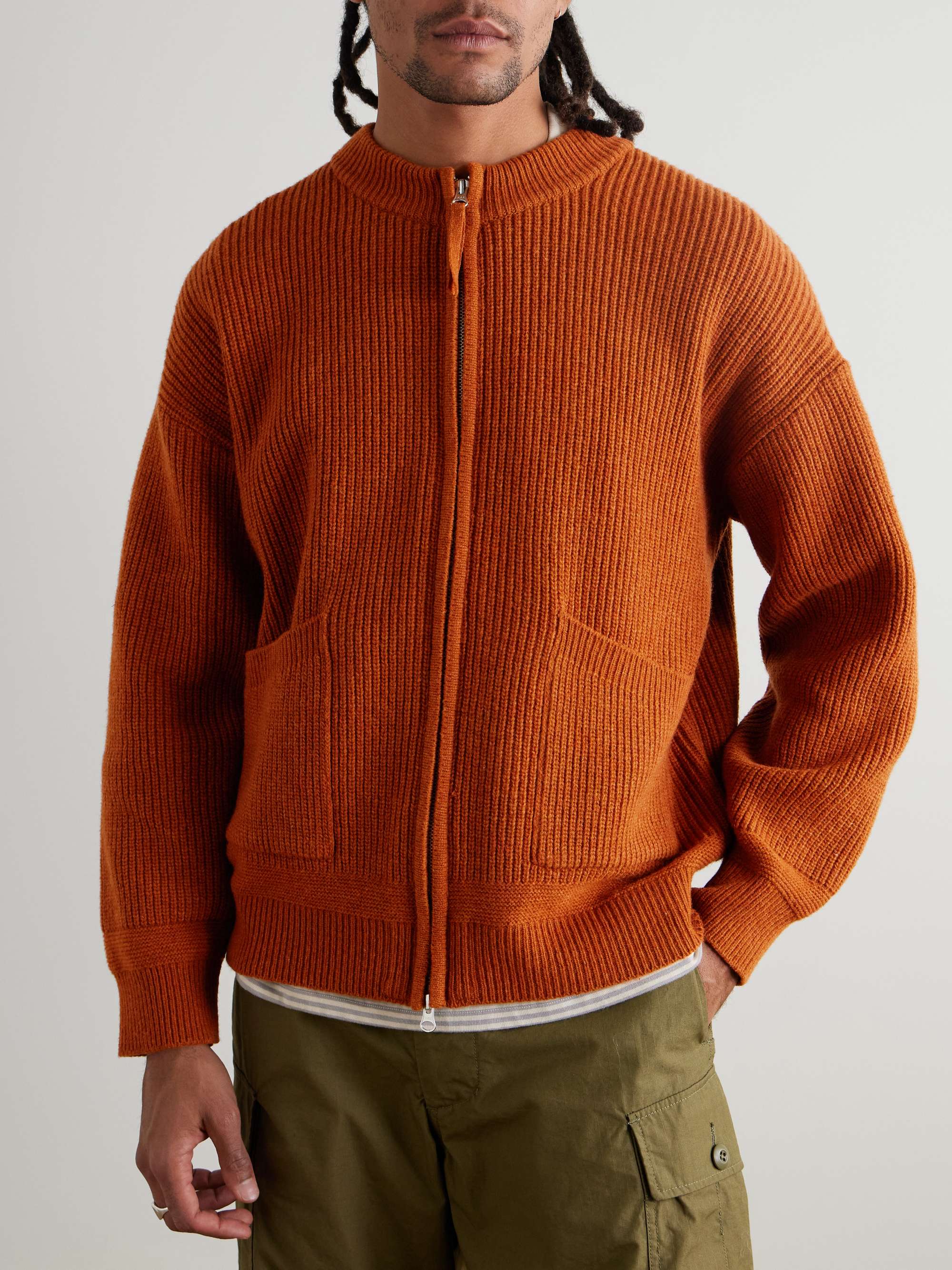 Deck Ribbed Wool-Blend Zip-Up Cardigan view