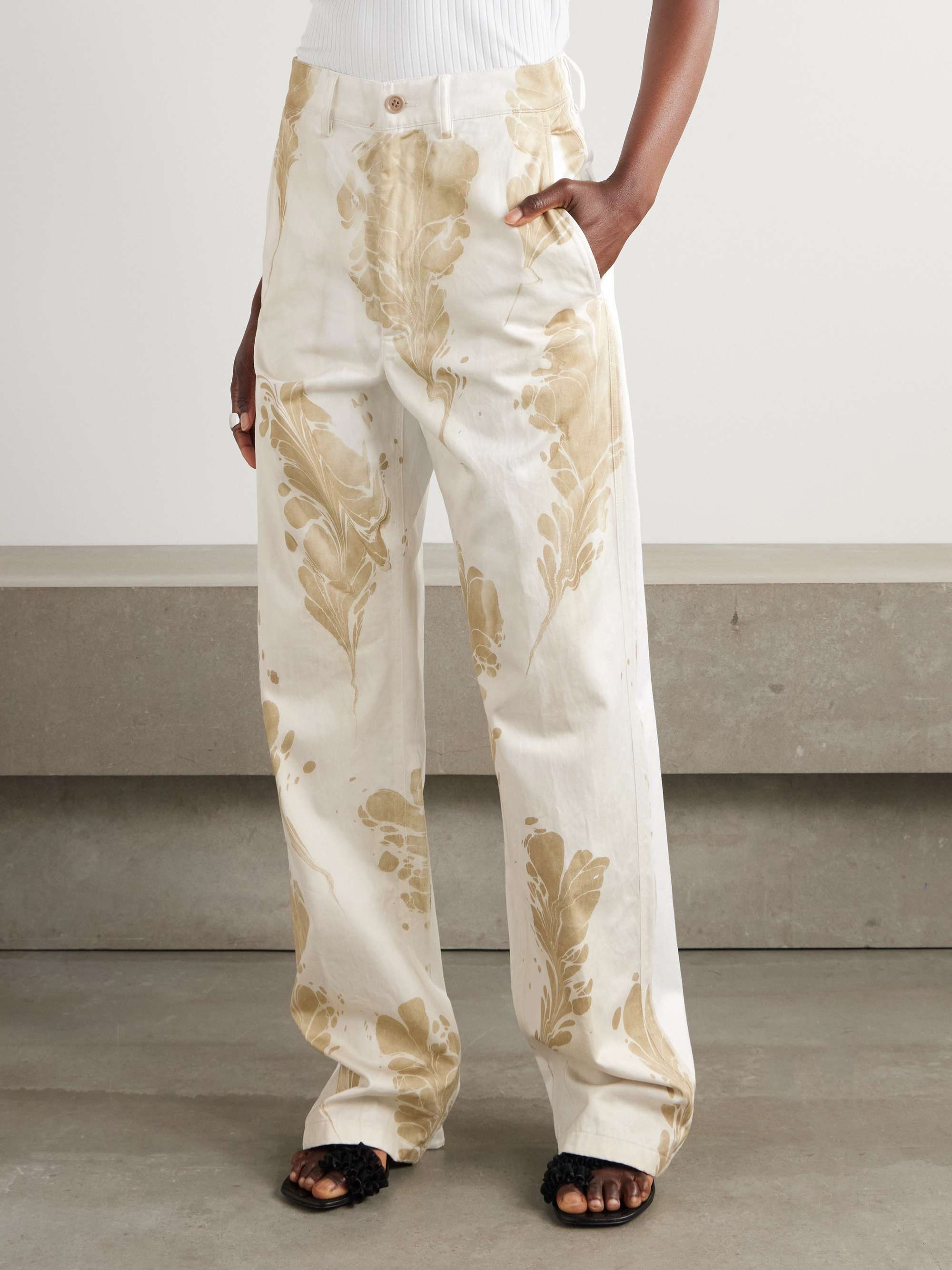 Floral-print cotton straight-leg pants view