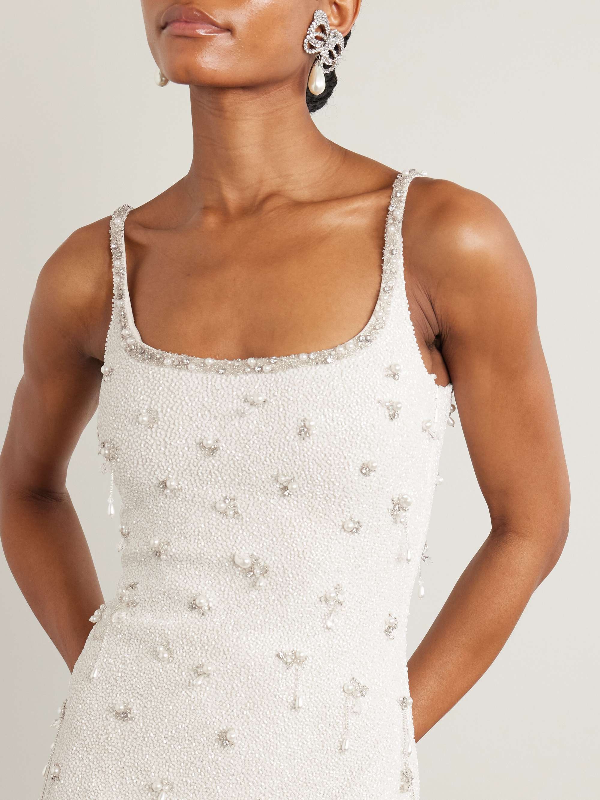 Droplet embellished beaded stretch-tulle mini dress view