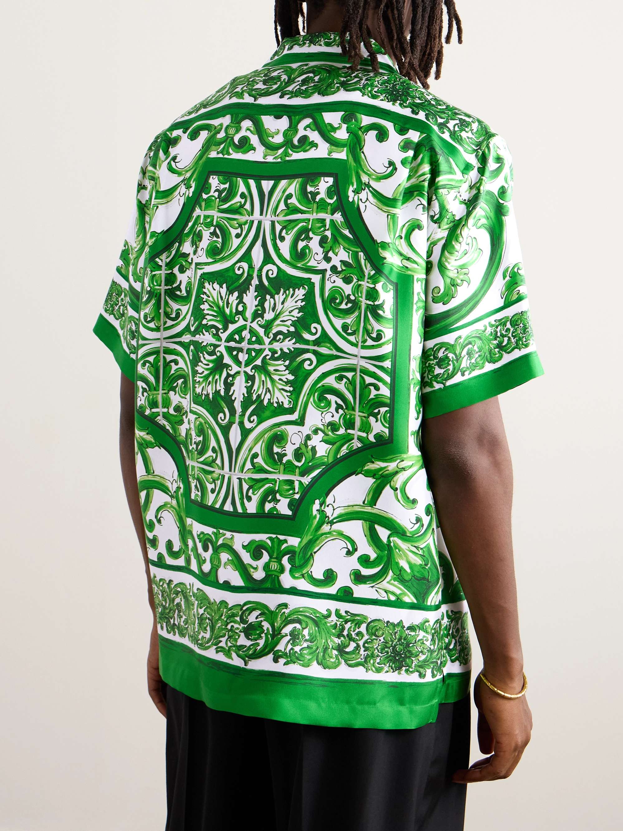 Camp-Collar Floral-Print Silk-Twill Shirt view