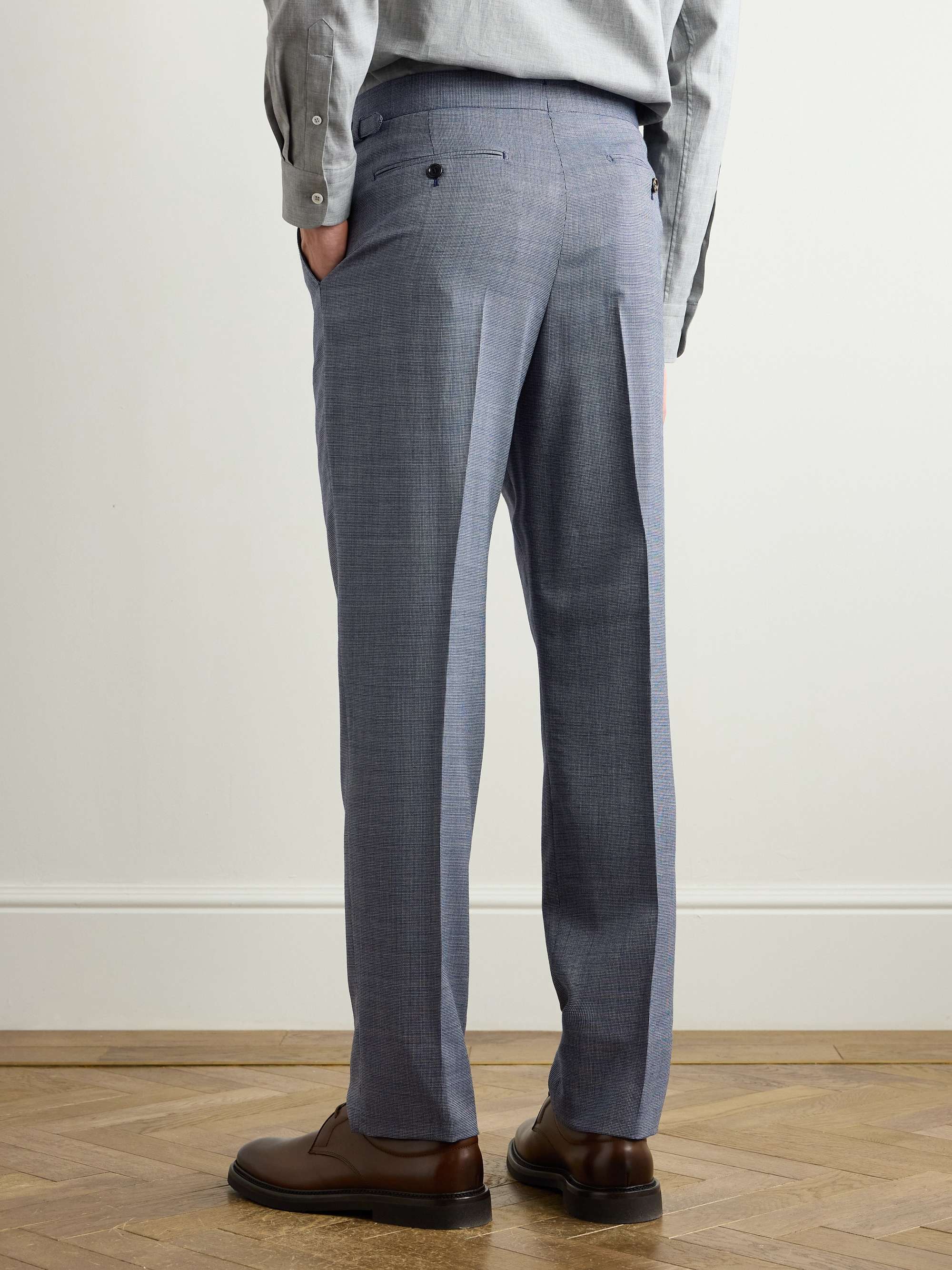 Straight-Leg Nailhead Wool Suit Trousers view