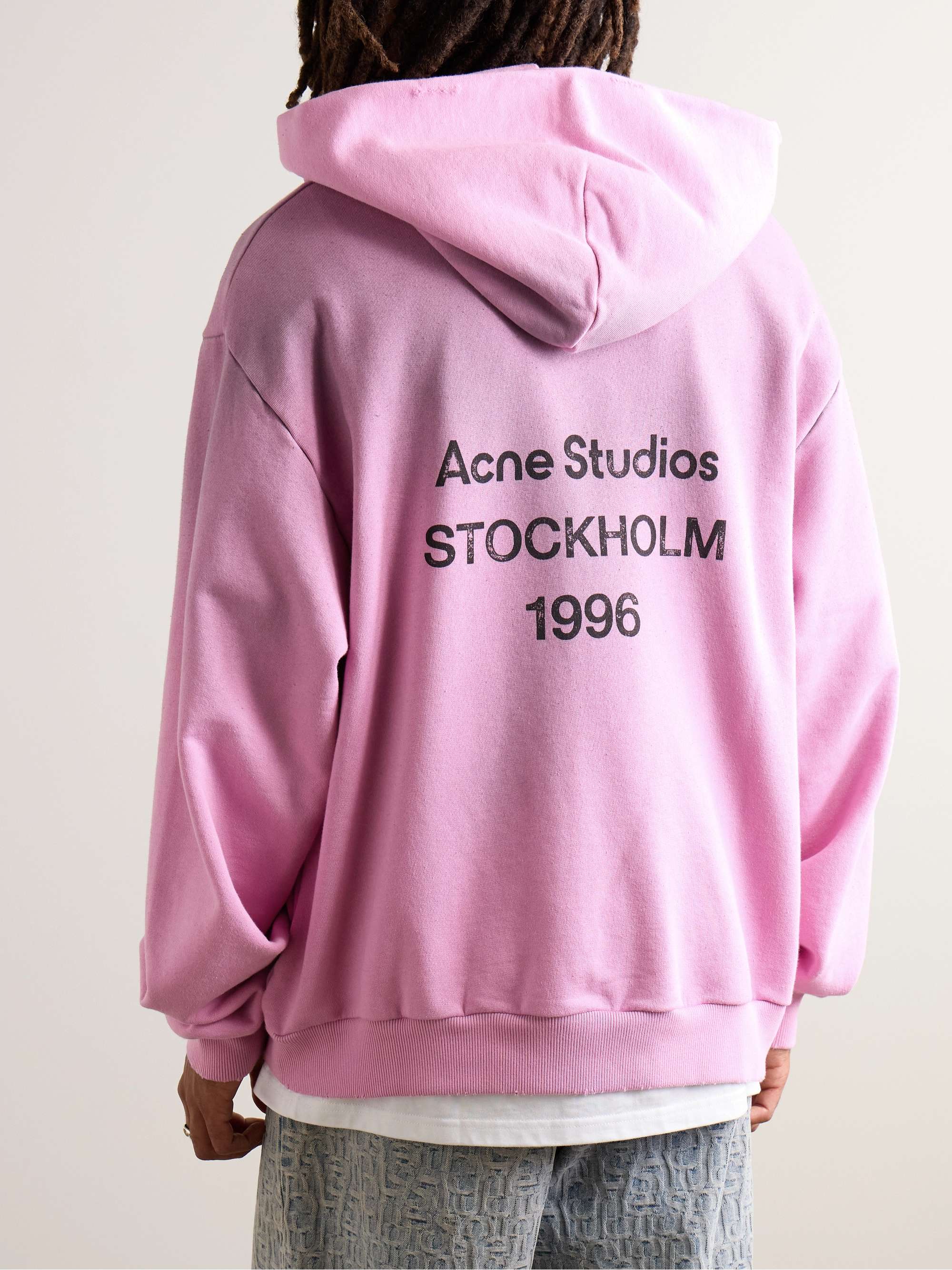 Garment-Dyed Distressed Logo-Print Cotton-Blend Jersey Hoodie view