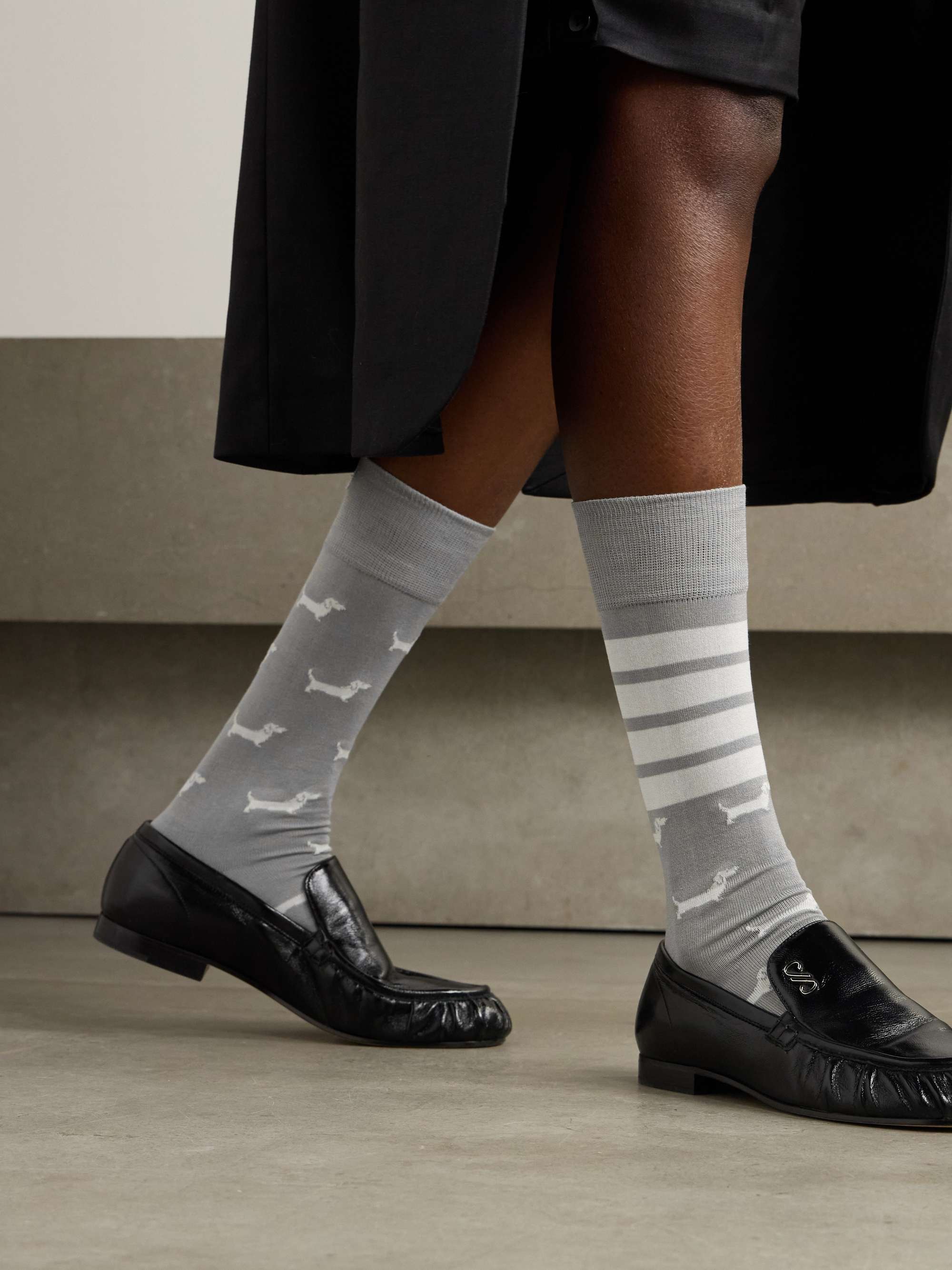 Hector grosgrain-trimmed jacquard-knit cotton-blend socks view