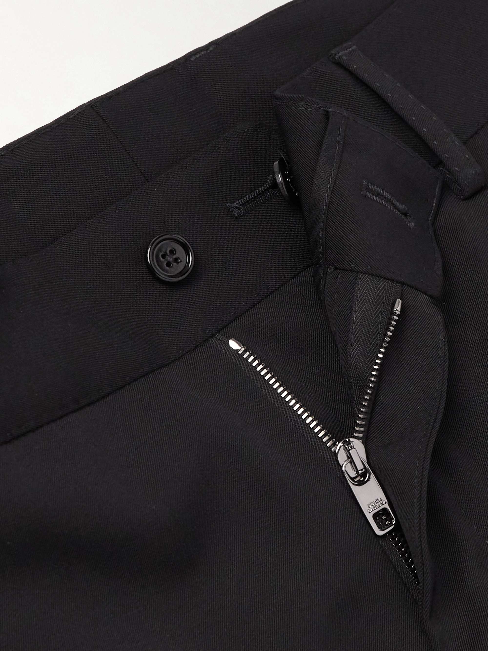 Tapered Pleated Virgin Wool-Blend Gabardine Trousers view