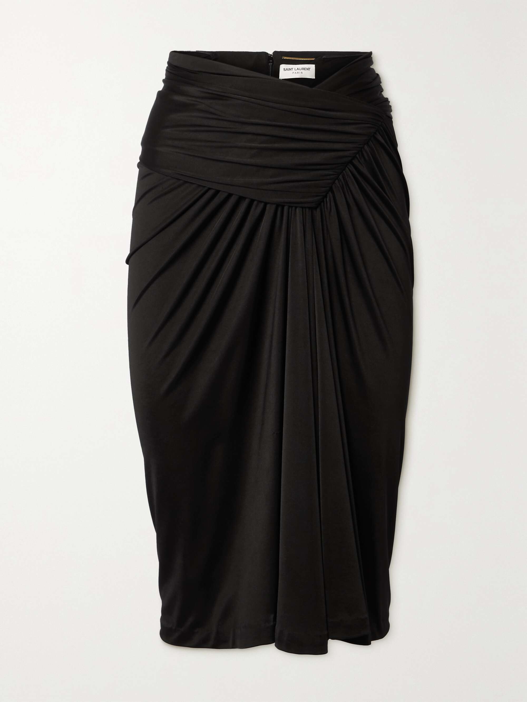 Asymmetric draped jersey midi skirt view