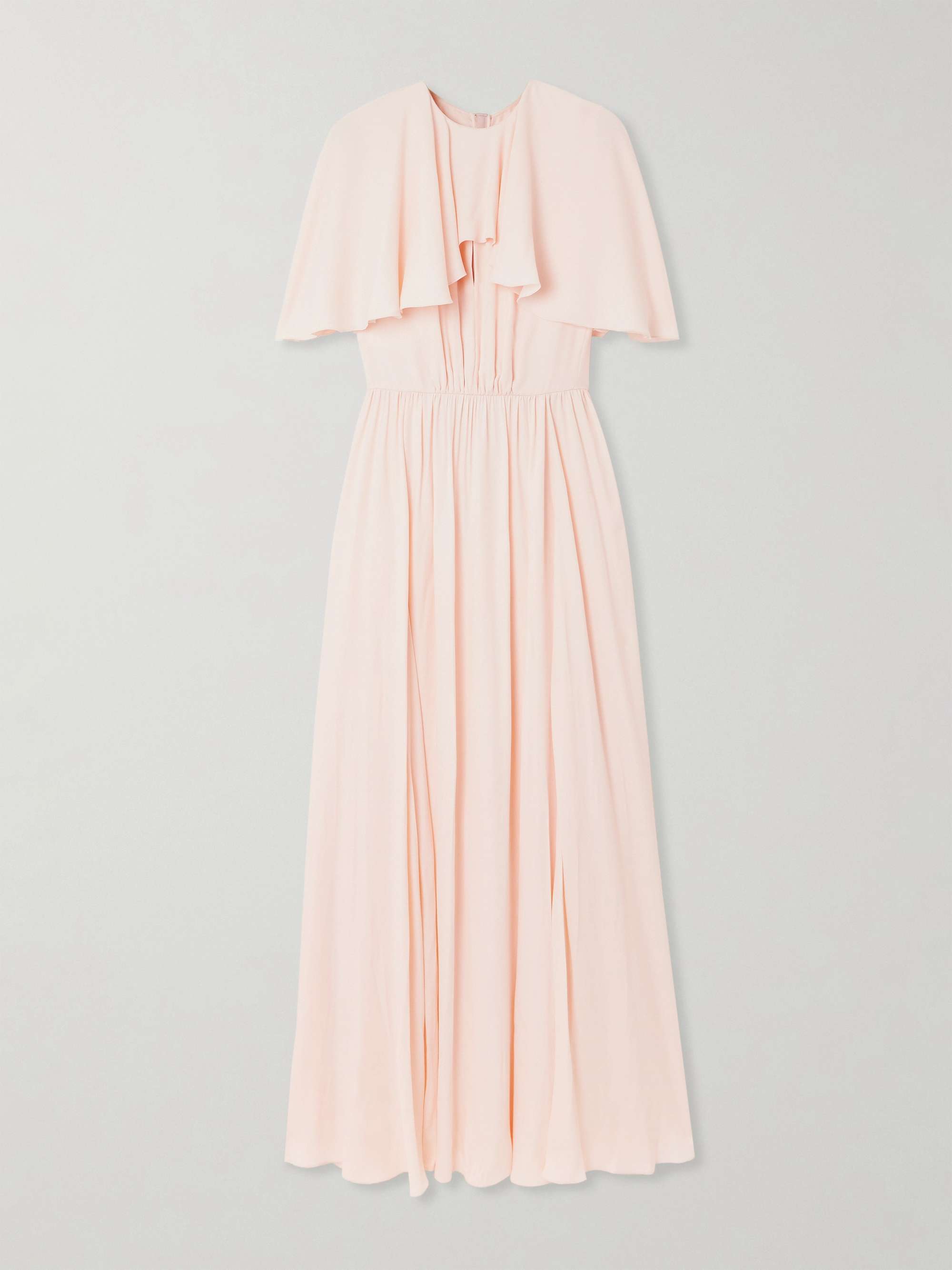 Cape-effect pleated crepe midi dress view