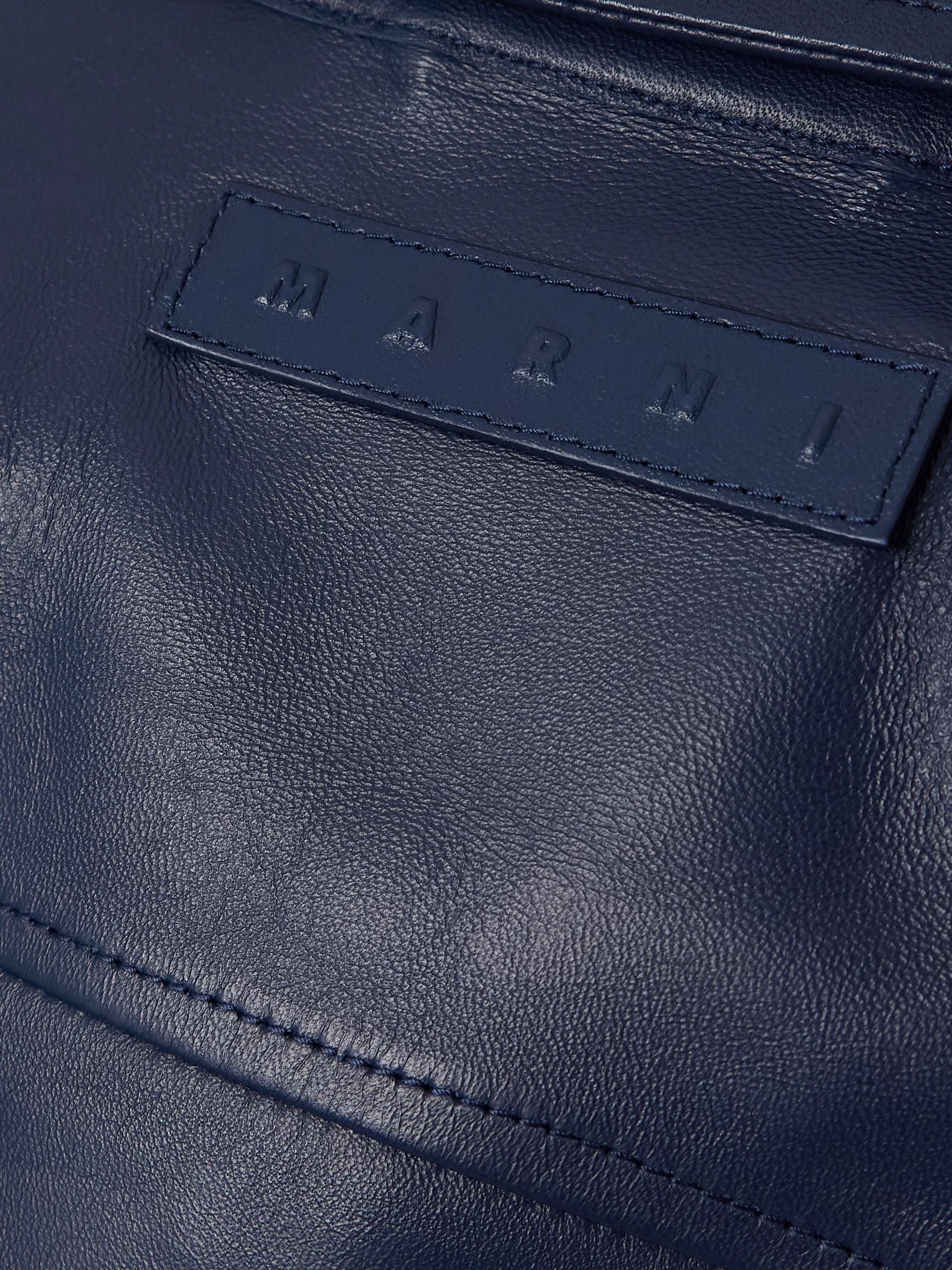 Pleated leather mini shirt dress view