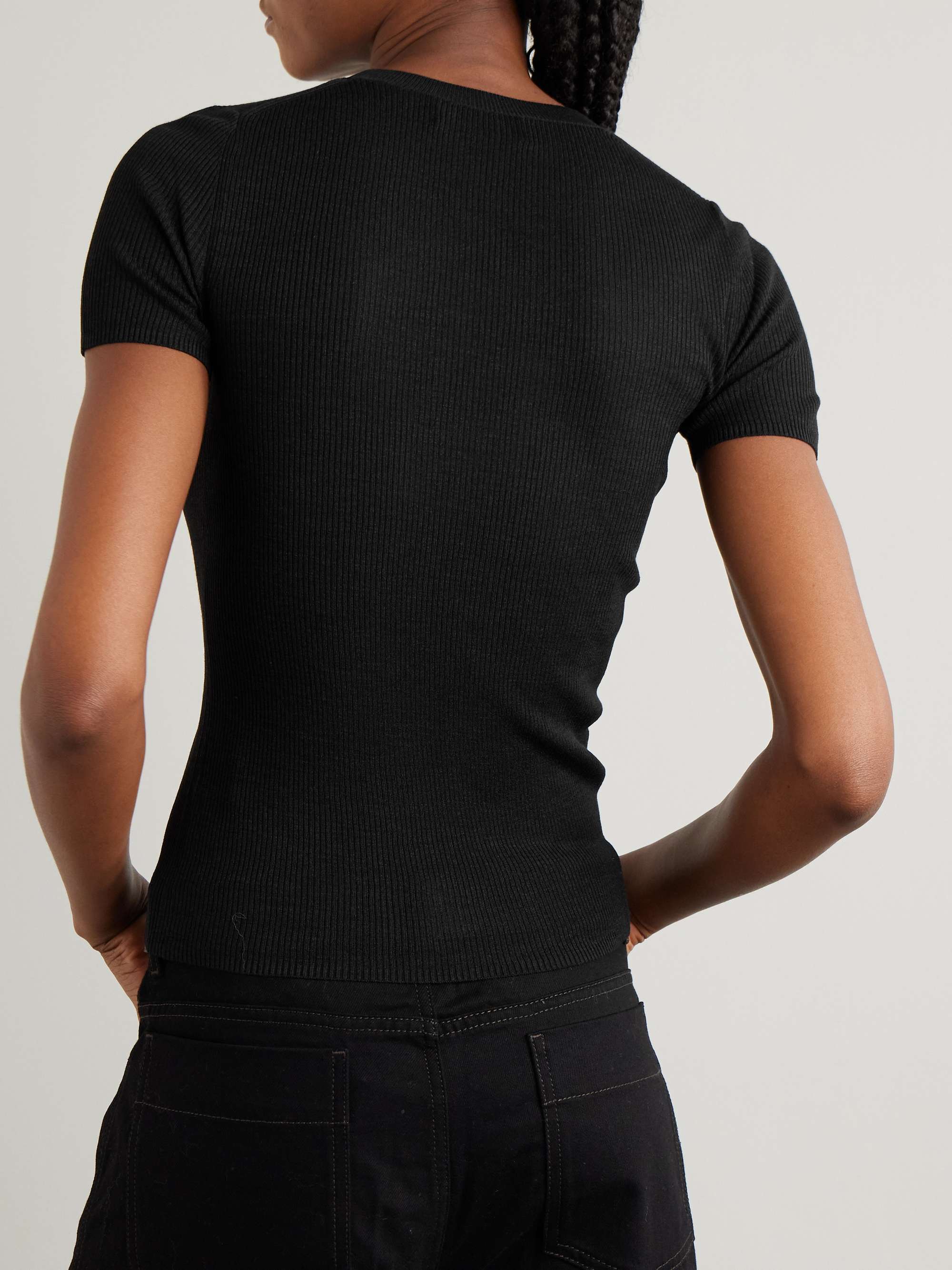 Hettie ribbed silk T-shirt view