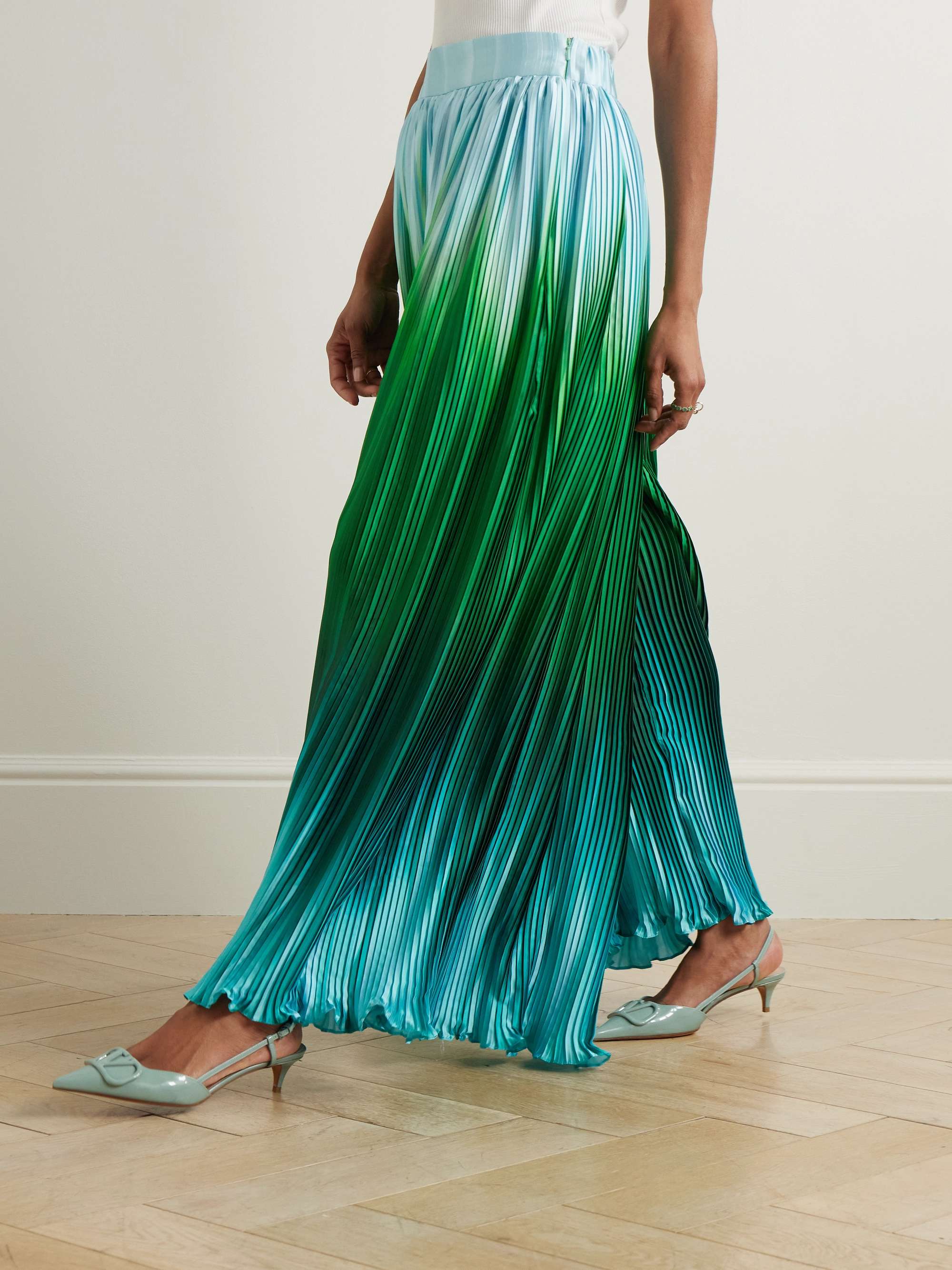 Ombré plissé-taffeta wide-leg pants view