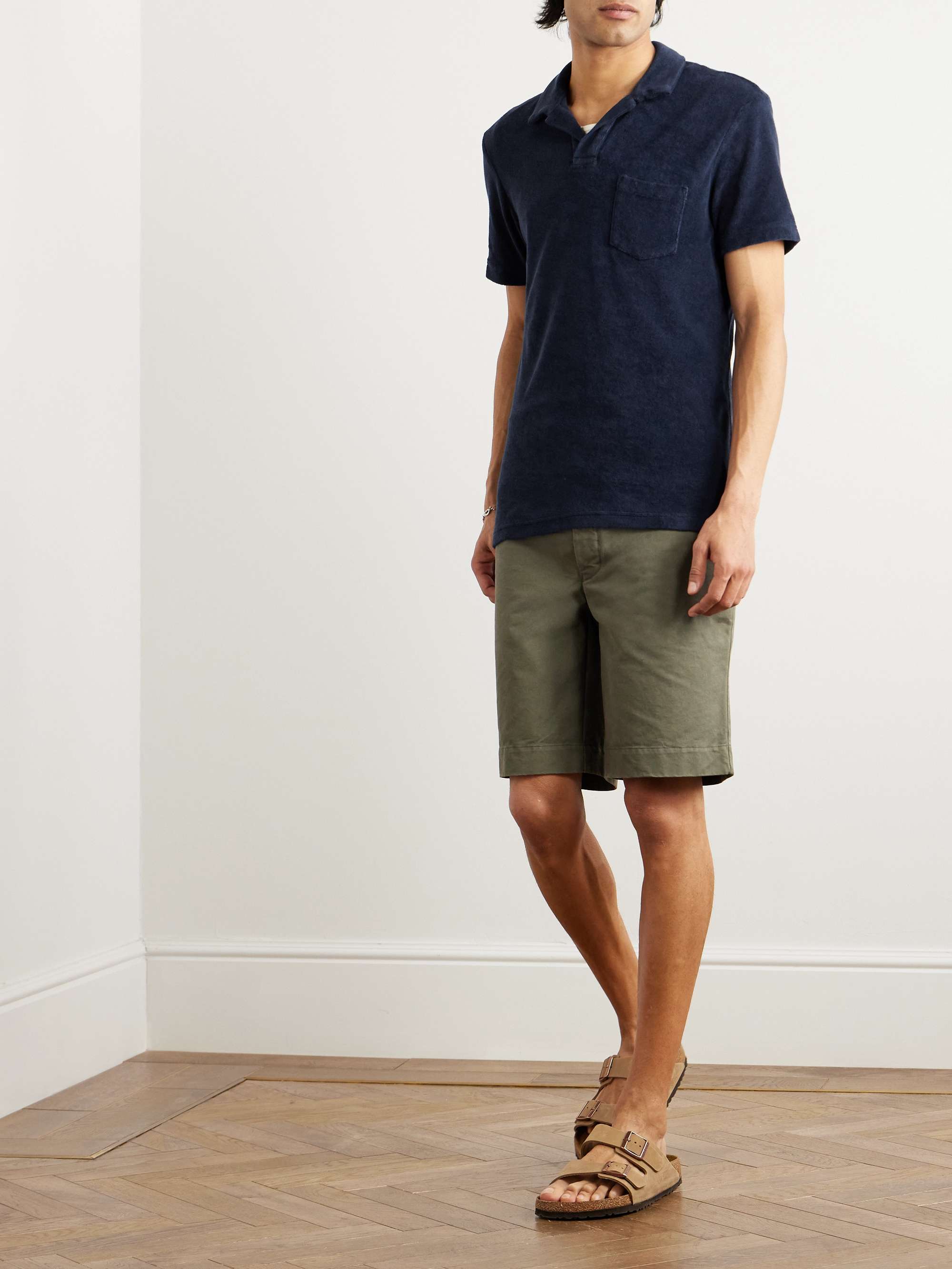 Slim-Fit Camp-Collar Cotton-Terry Polo Shirt view
