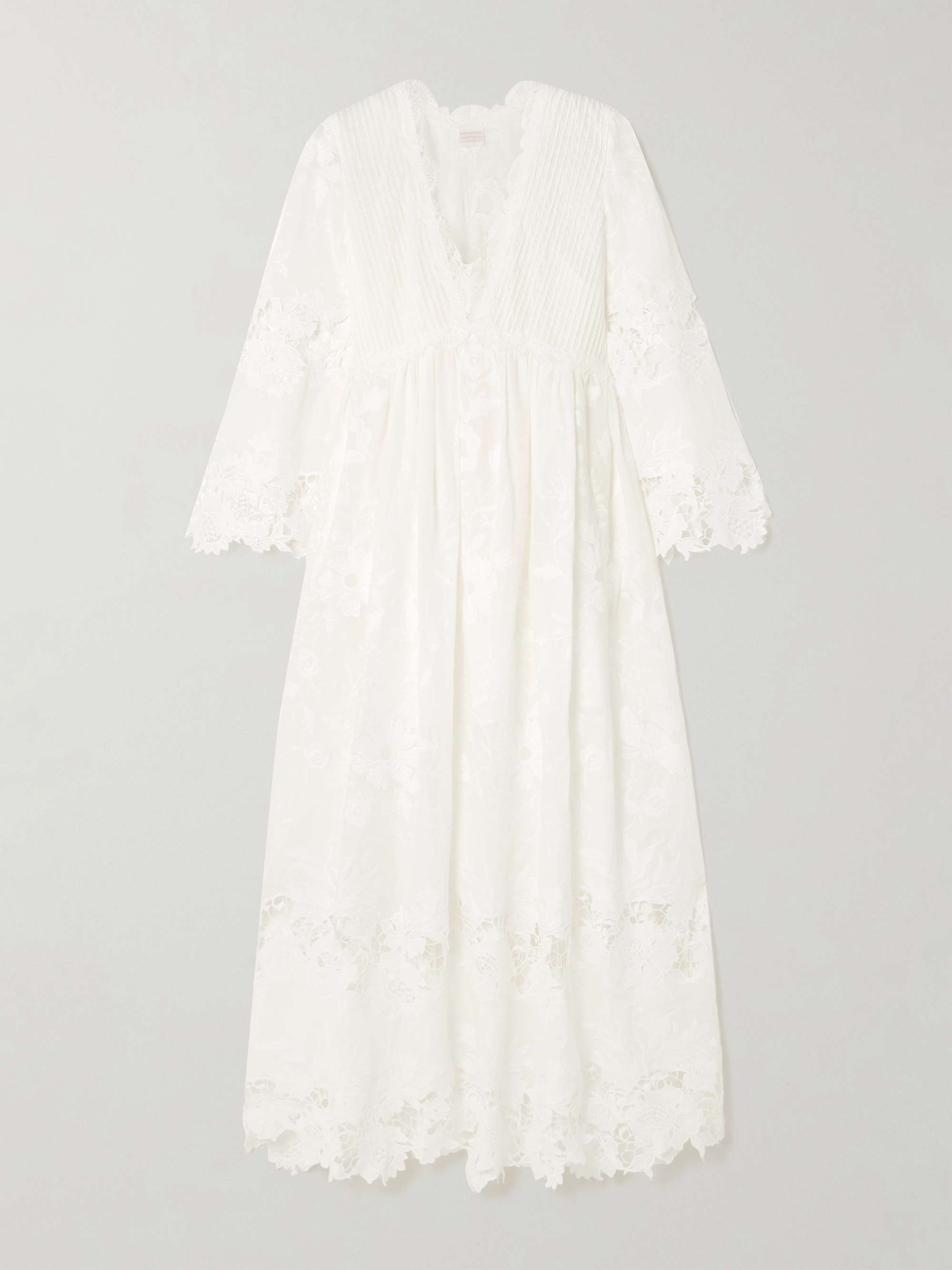 Capoliveri pintucked embroidered cotton-voile and lace maxi dress view