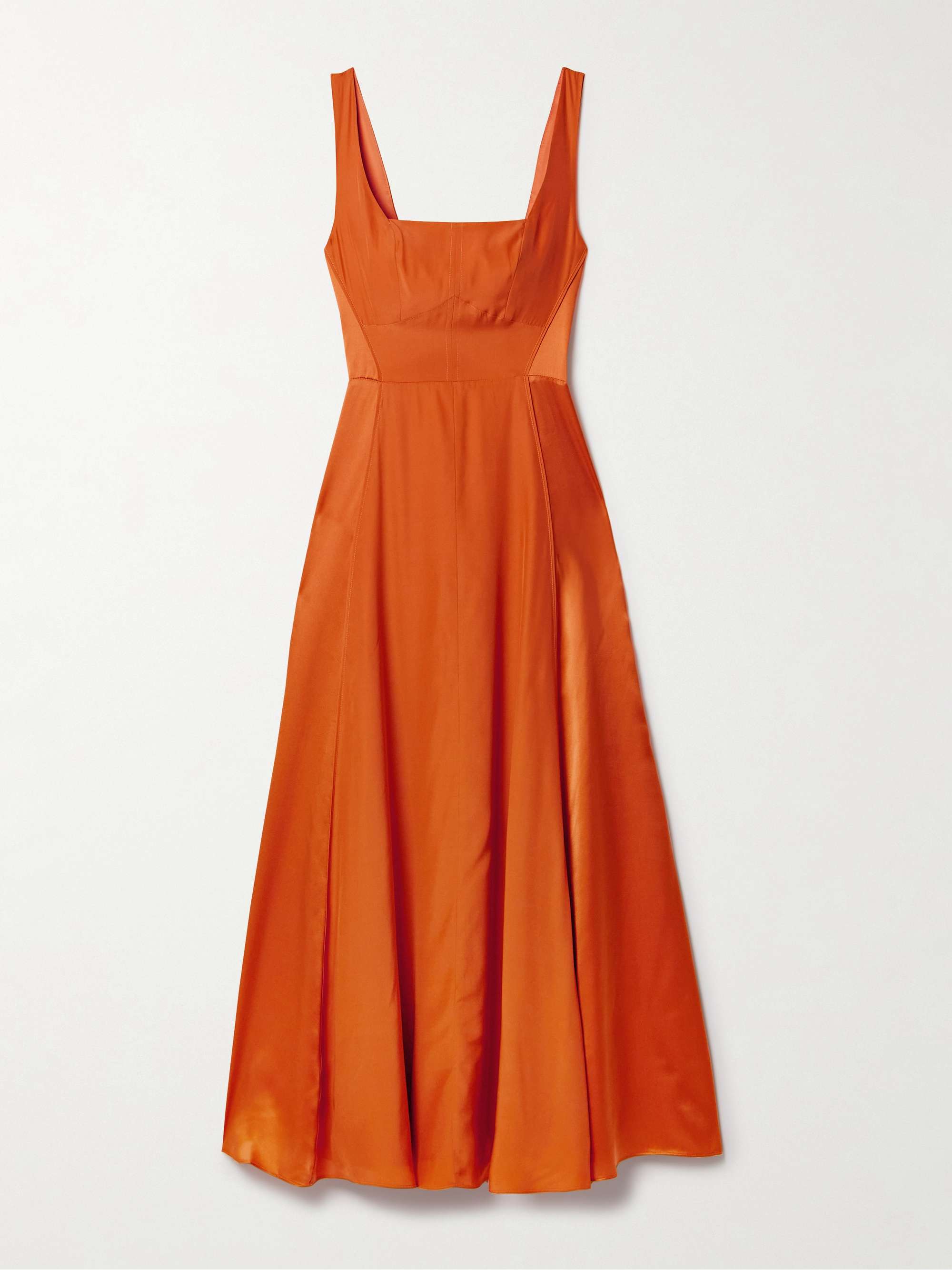 Pleated silk-satin midi dress view