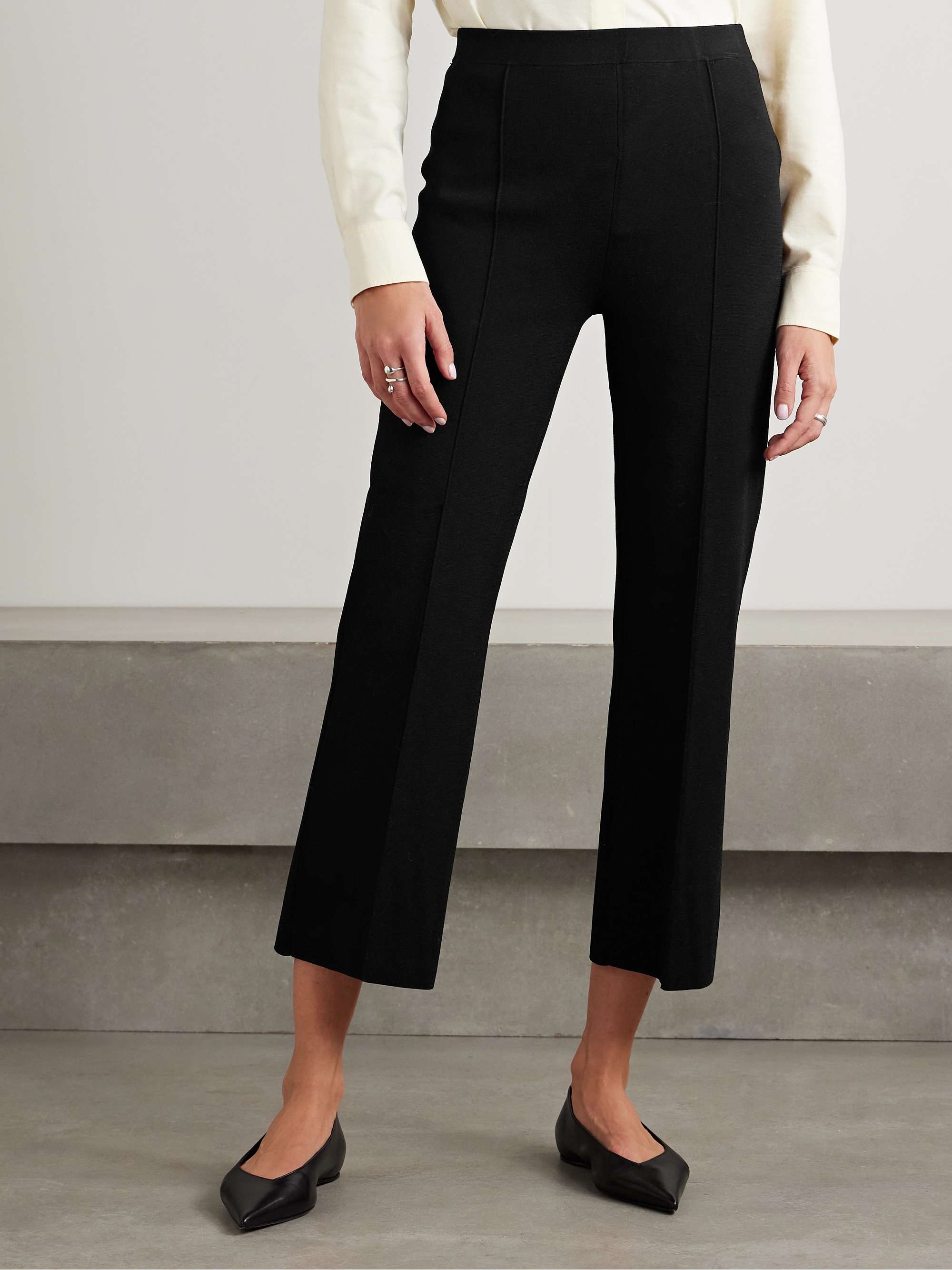 Cropped knitted flared pants view