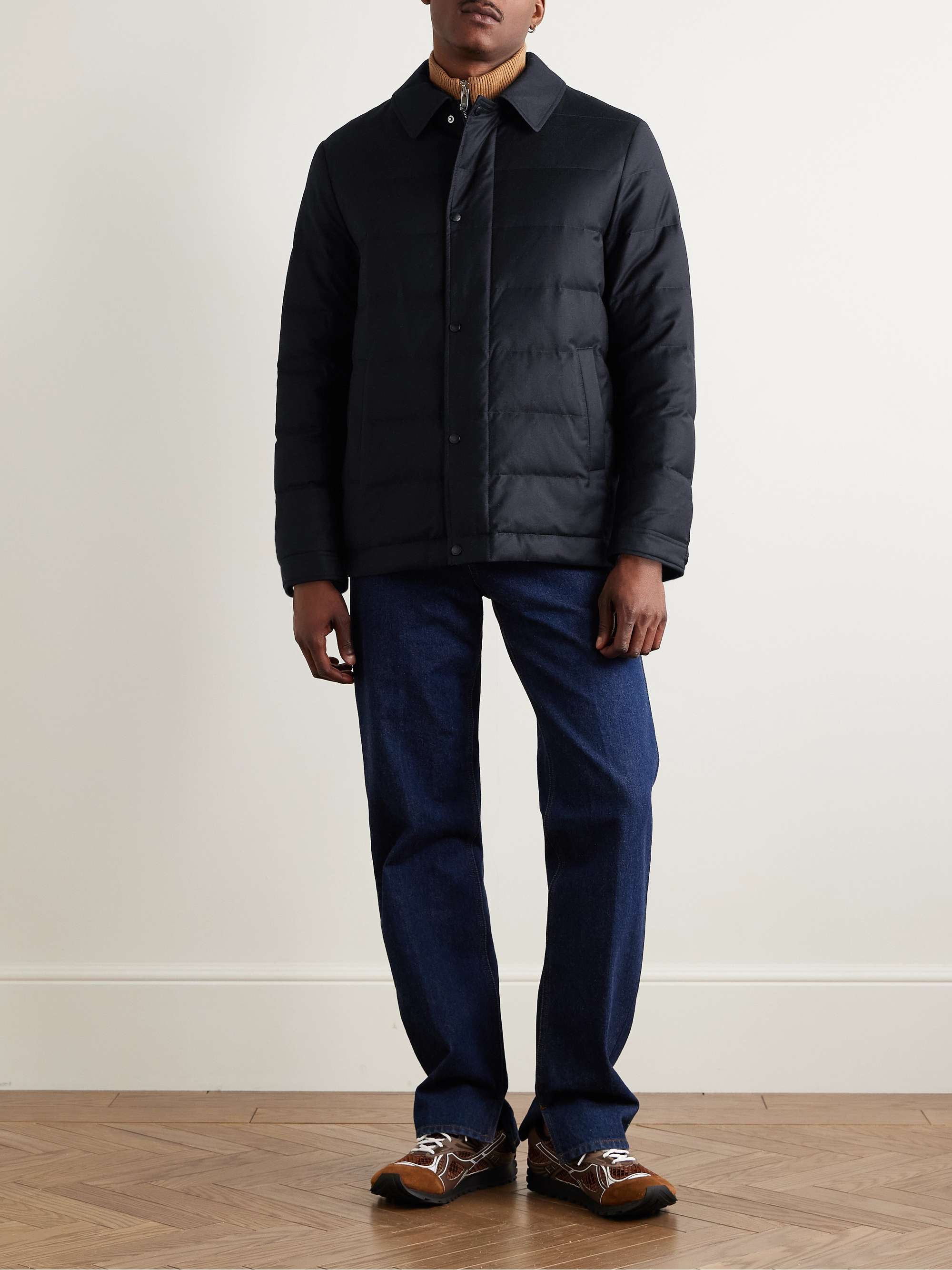 Quilted Green Storm System® Wool and Silk-Blend Twill Down Jacket view