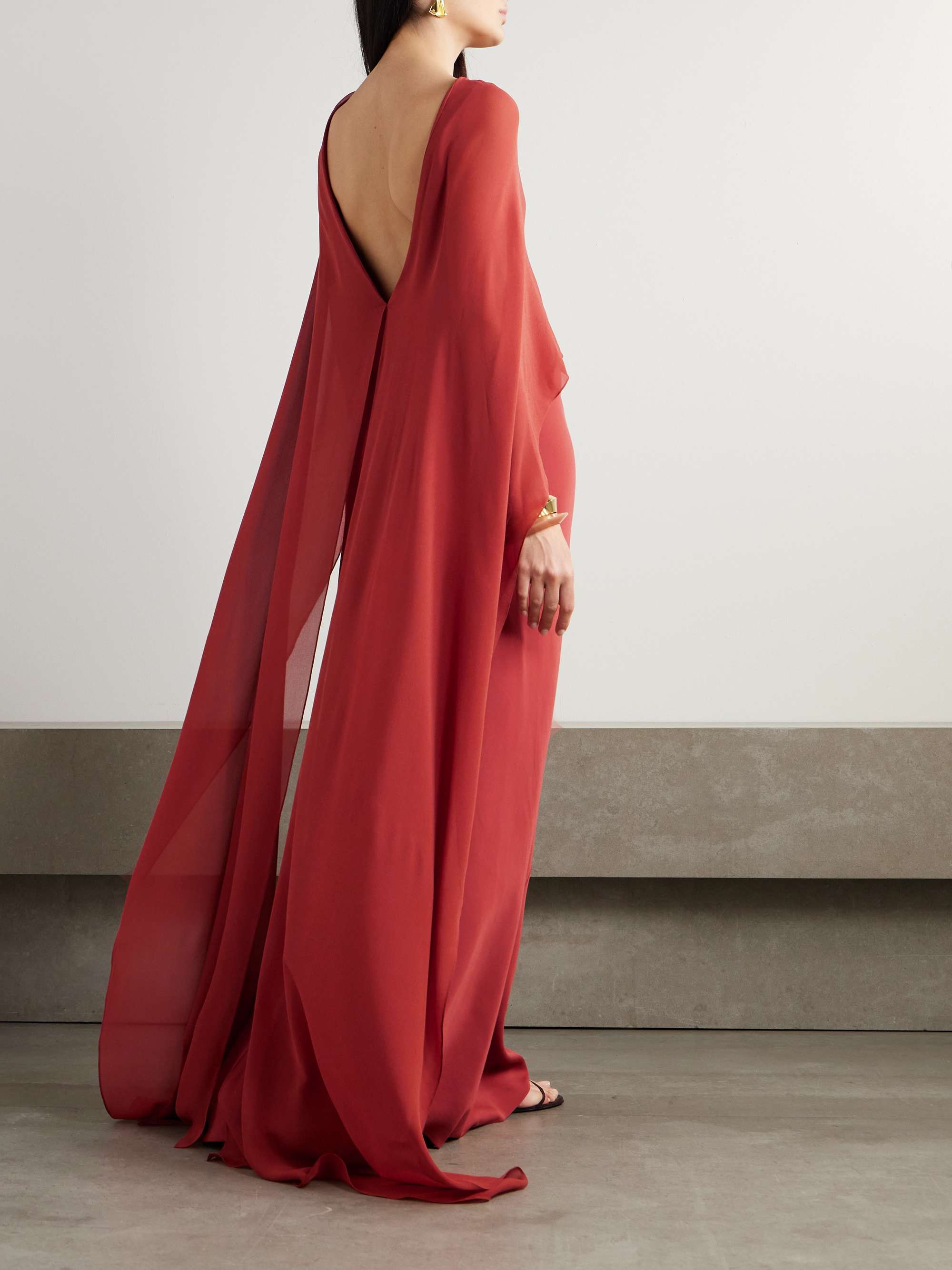 Luana convertible cape-effect silk-chiffon maxi dress view