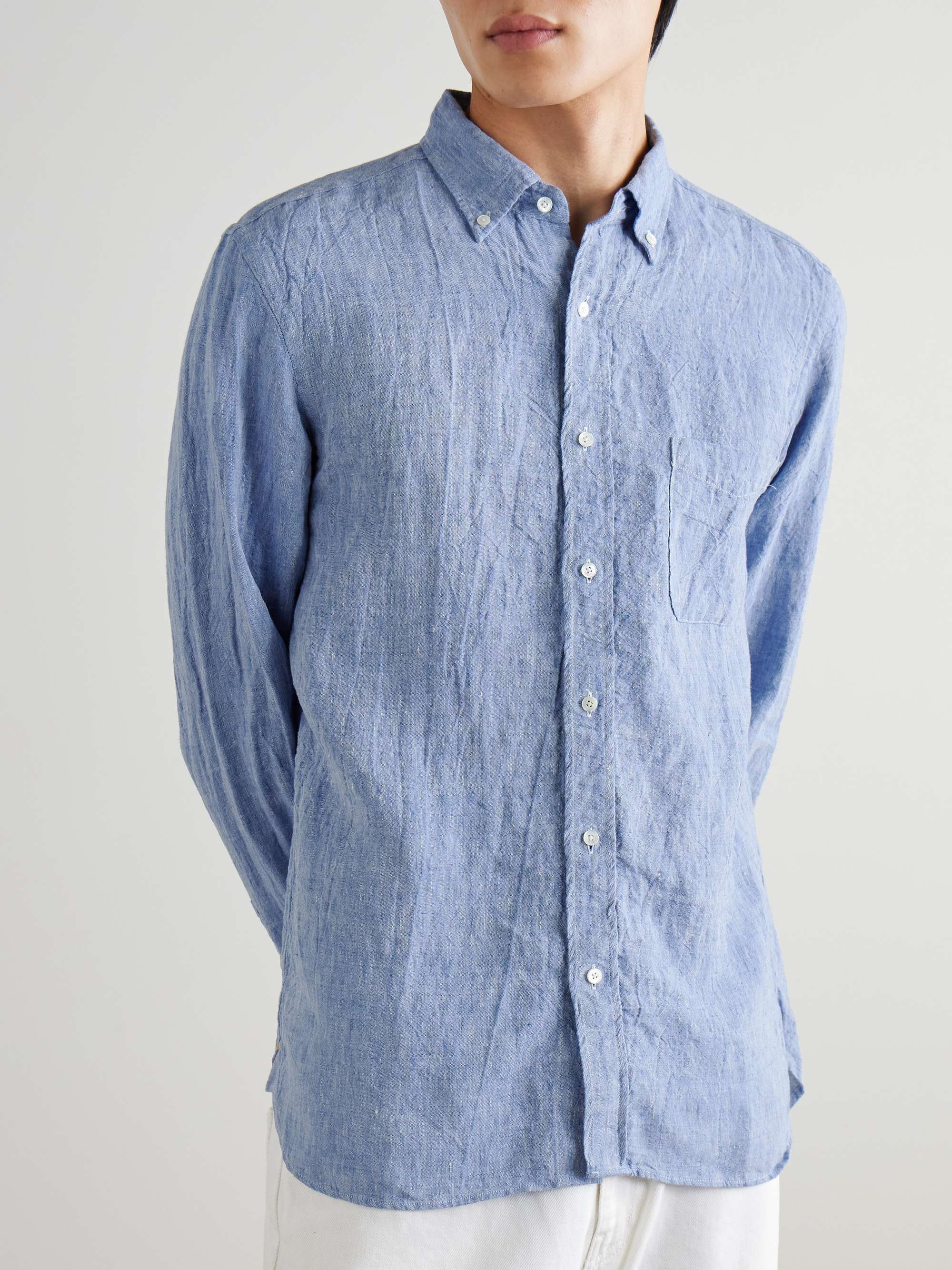 Button-Down Collar Linen-Chambray Shirt view