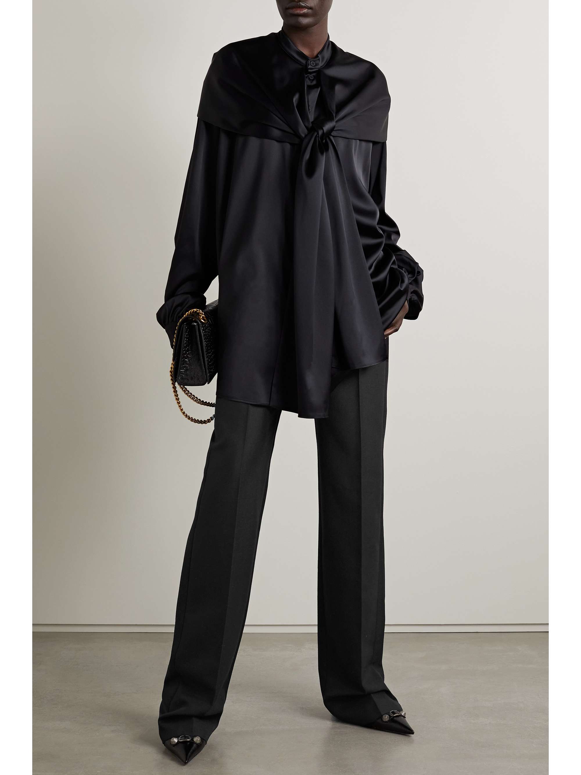 Wool and mohair-blend wide-leg pants view