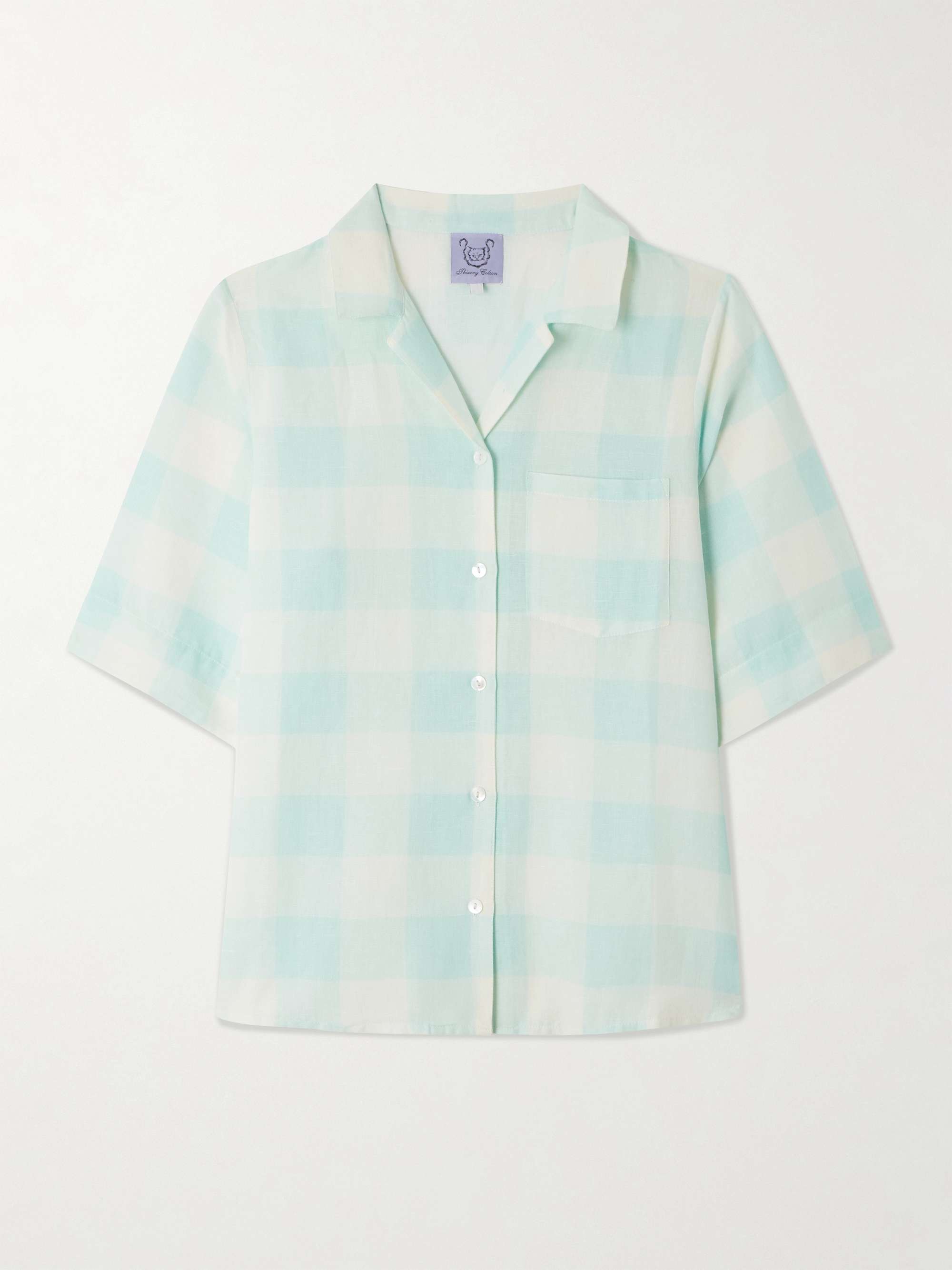 Zouk checked linen and cotton-blend shirt view