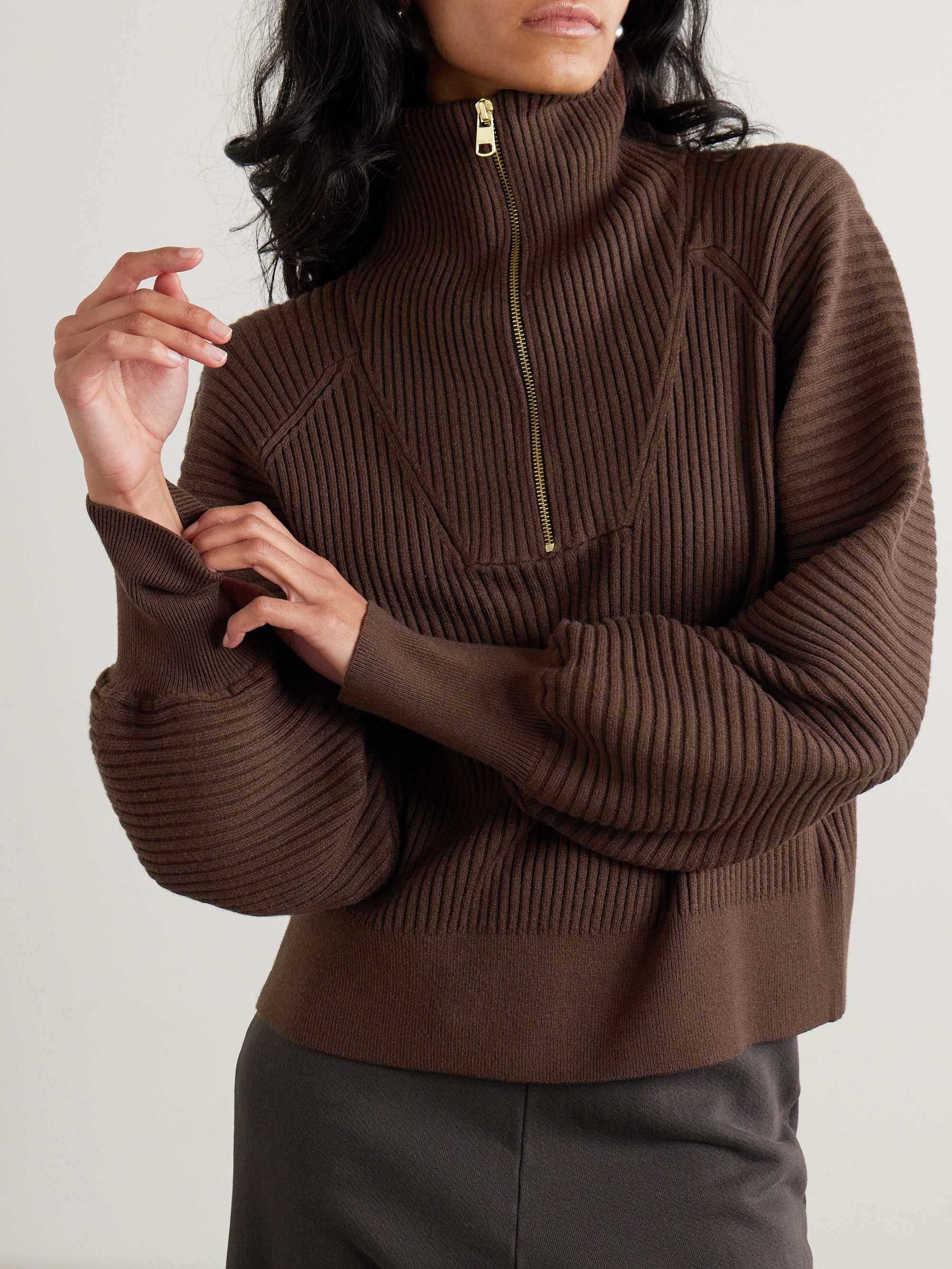 Reid ribbed-knit half-zip sweater view