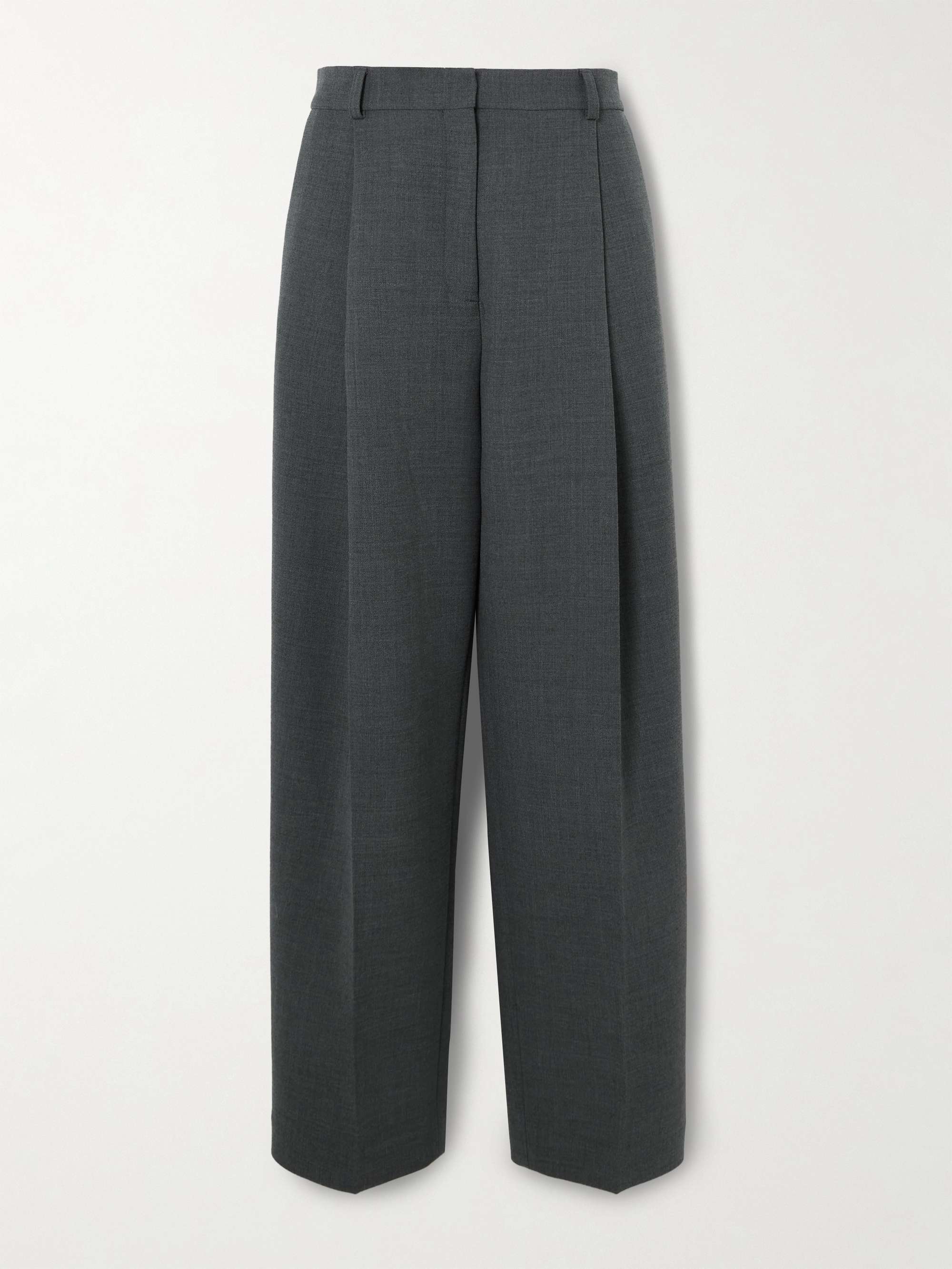 Pleated recycled-twill straight-leg pants view