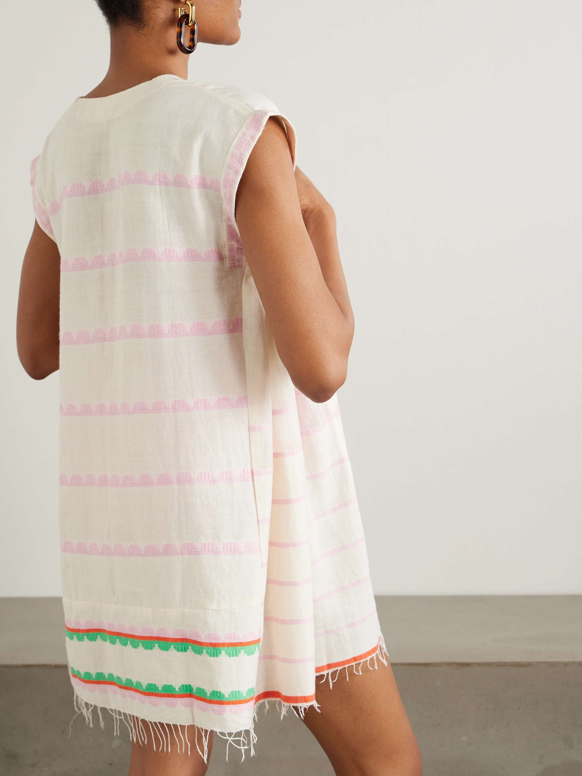 Elina fringed striped cotton kaftan view