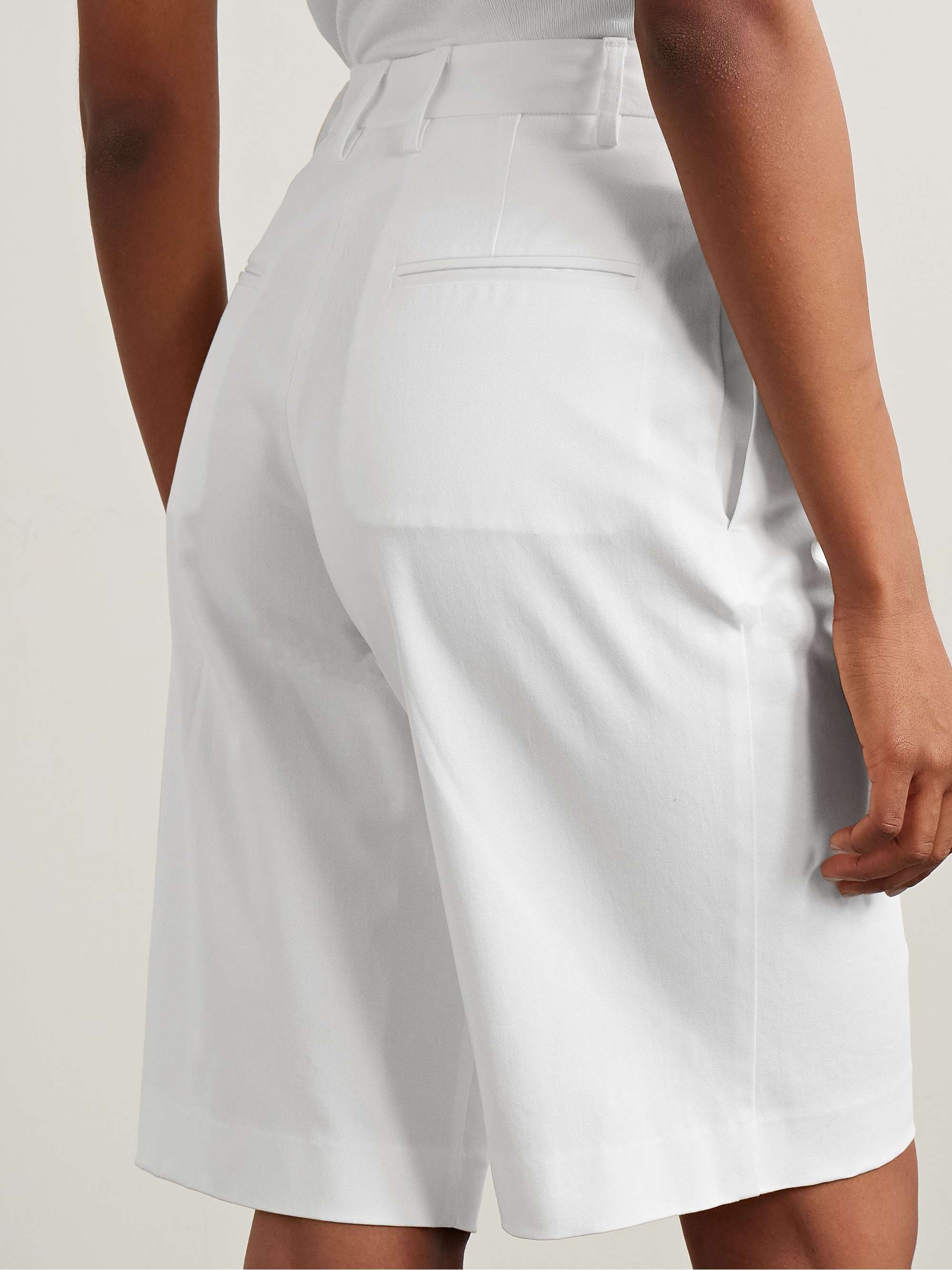 Pleated organic cotton-blend twill shorts view