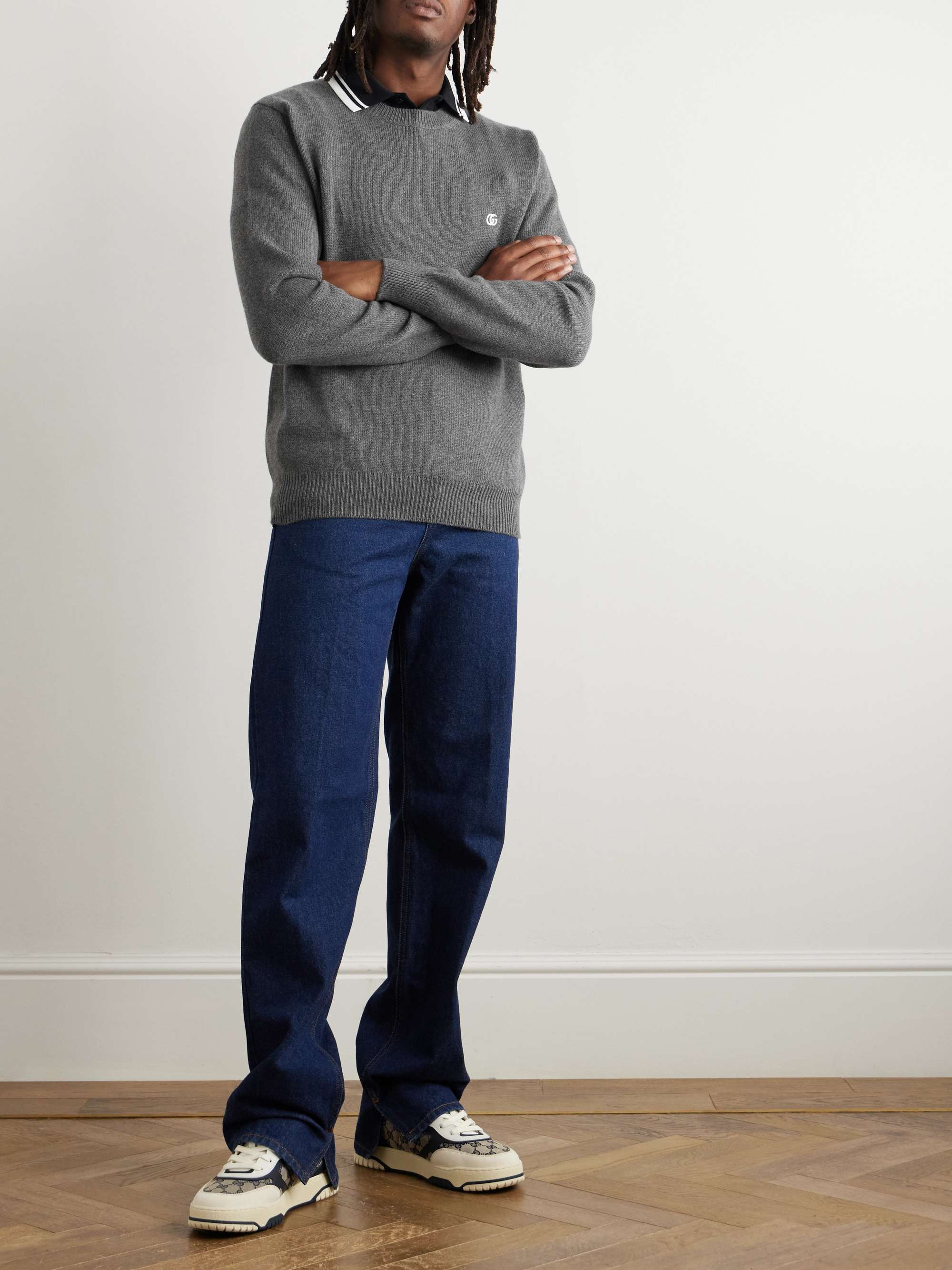 Logo-Embroidered Wool and Cashmere-Blend Sweater view