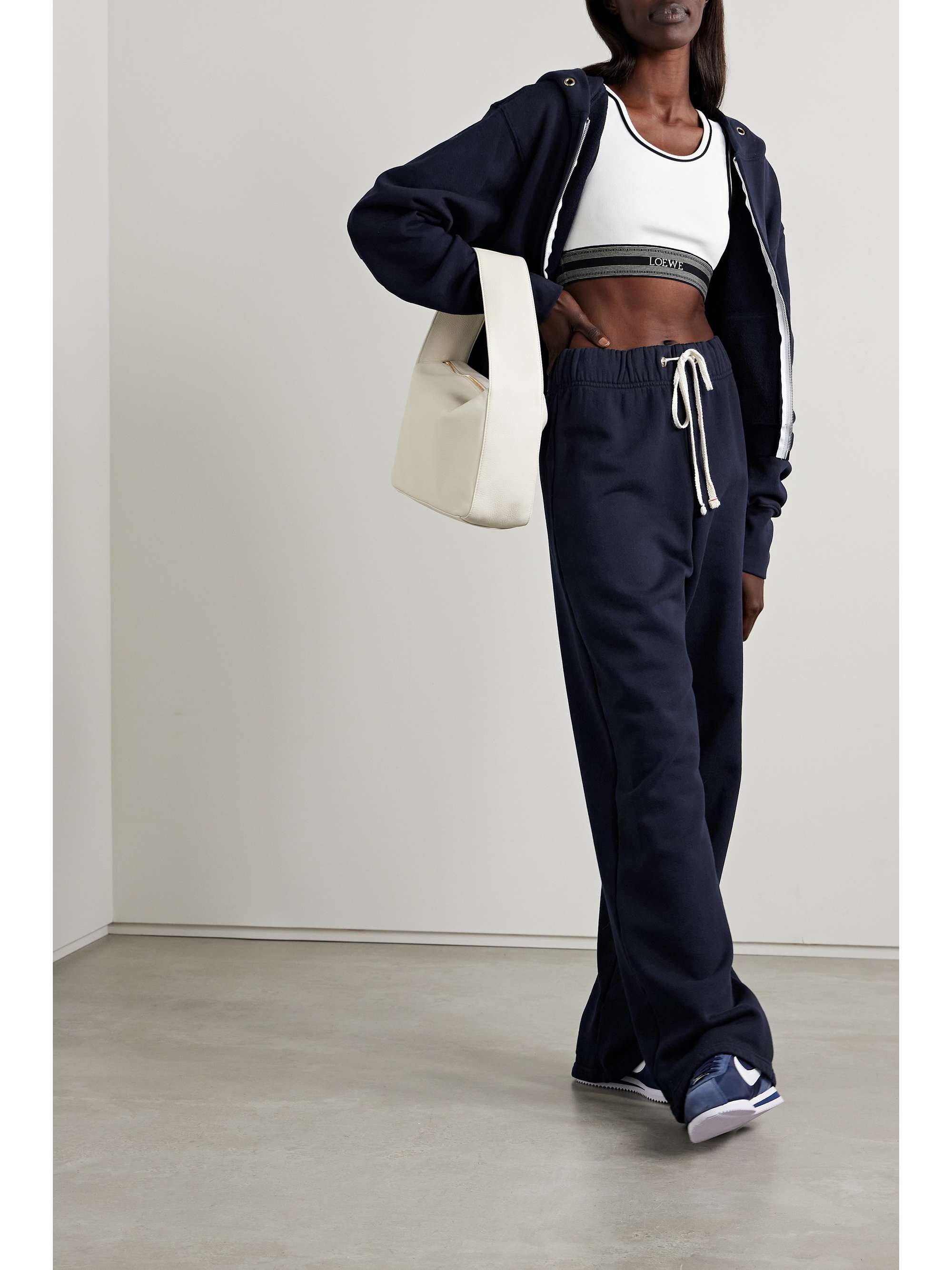 Zendaya cropped cotton-jersey zip-up hoodie view