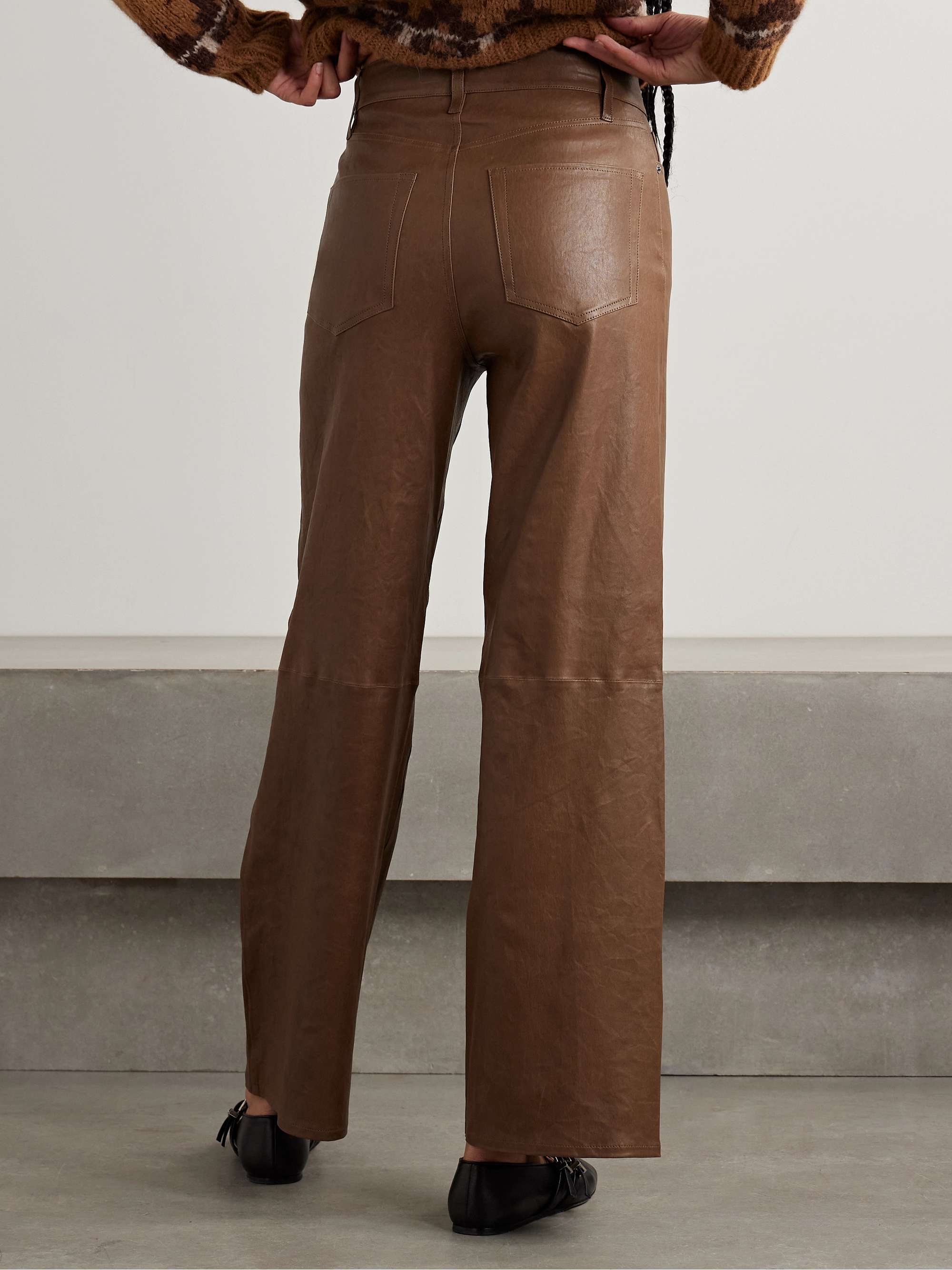 Le Slim Palazzo leather high-rise wide-leg pants view