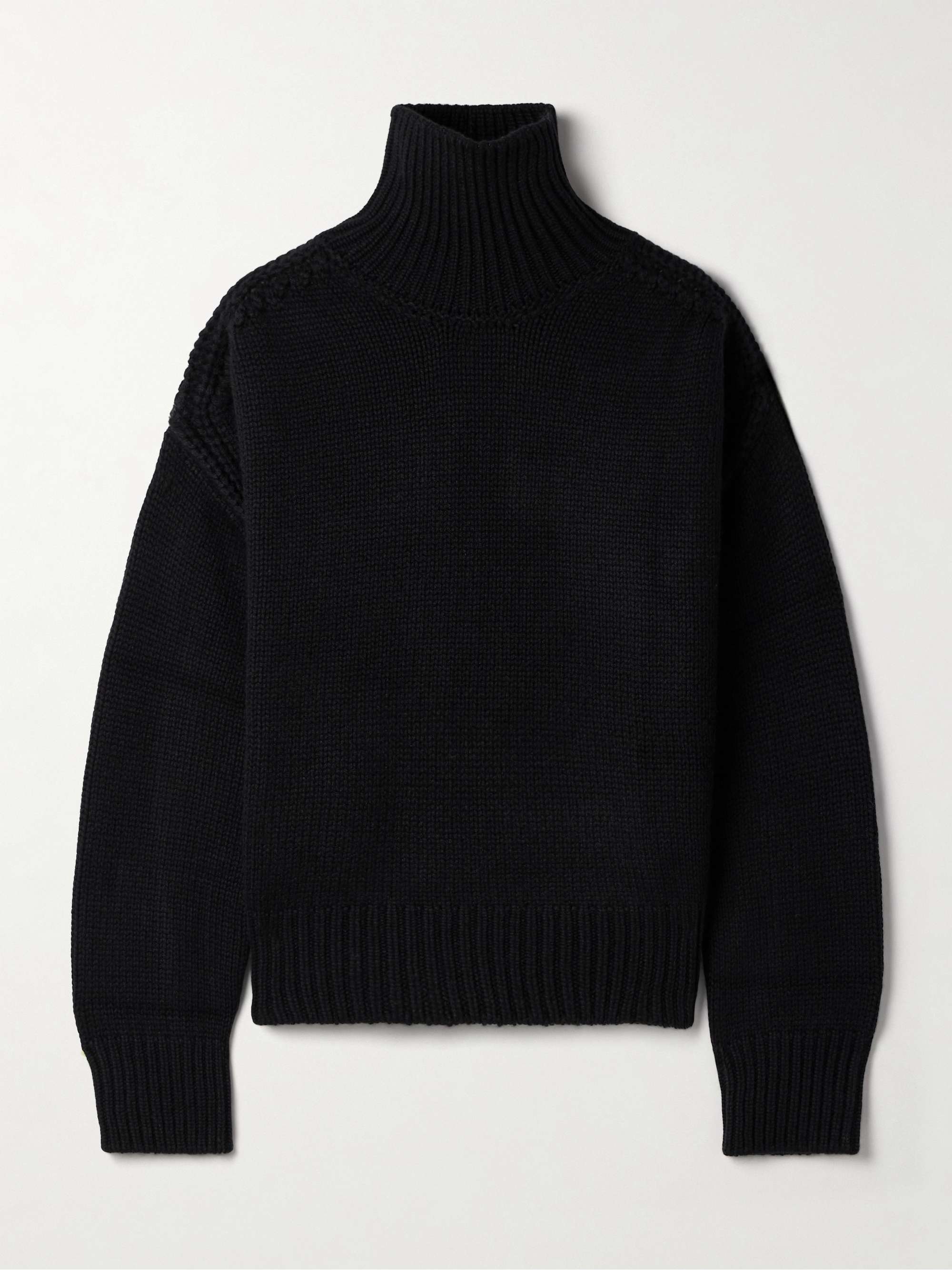 Oversized cutout ribbed cashmere turtleneck sweater view